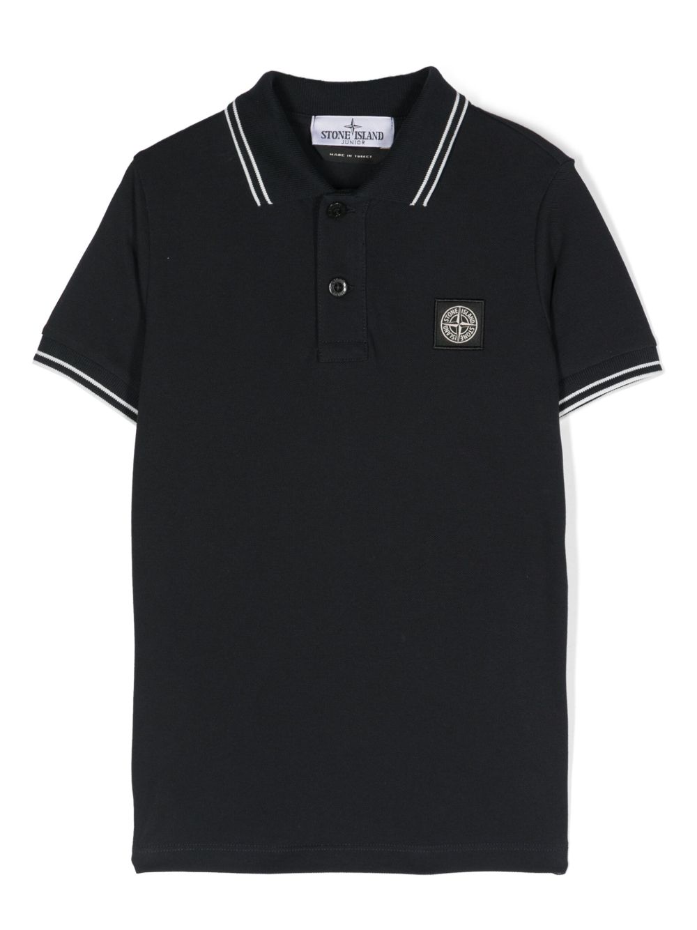 Stone Island Junior 罗盘图案棉polo衫 - 蓝色