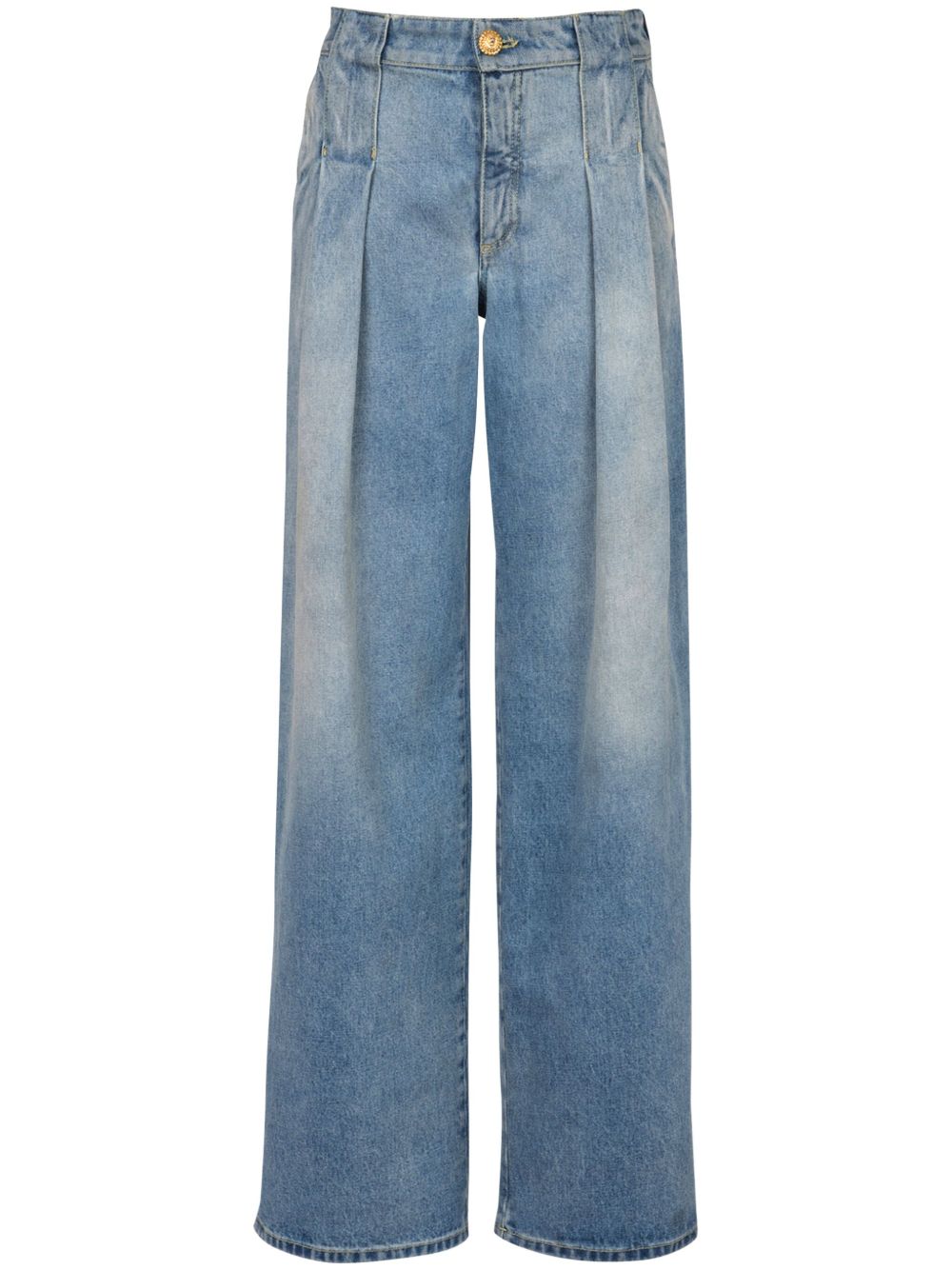 Balmain 褶饰牛仔裤 - 蓝色