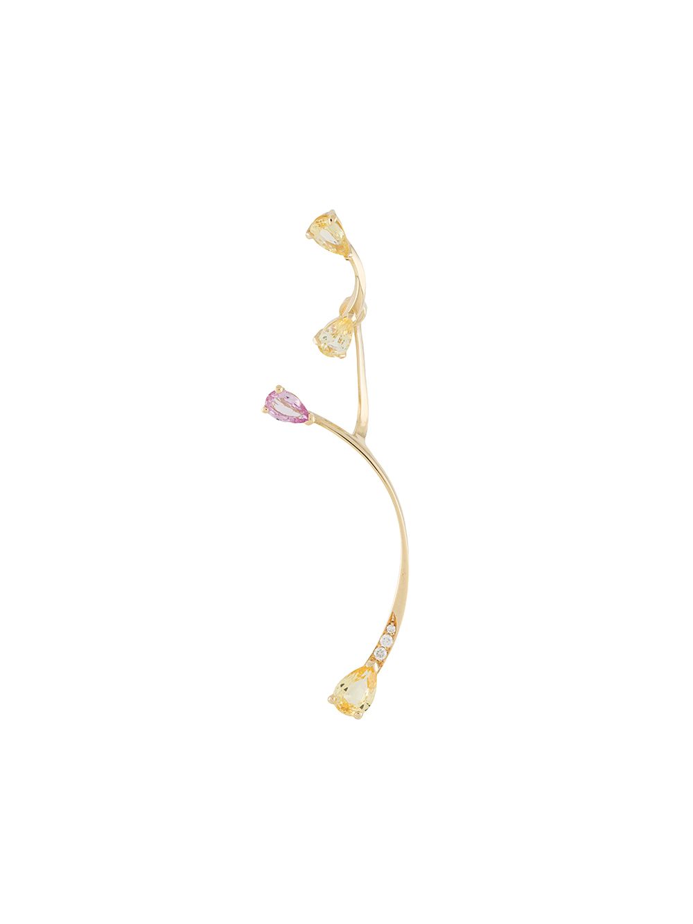 LE STER Lemon Flare Rose More 18K黄金钻石耳钉 - 金色