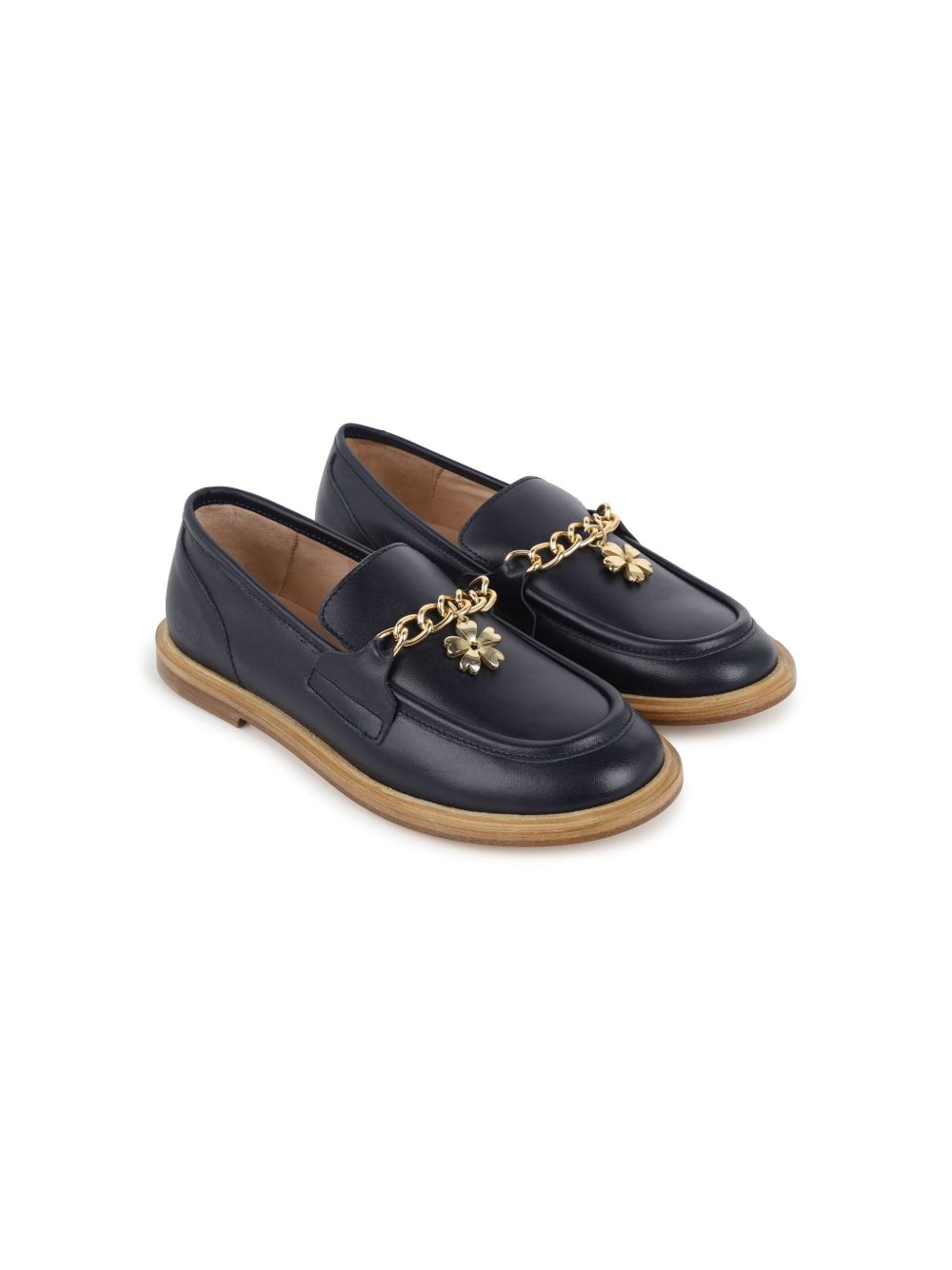 Chloé Kids 皮质搭链莫卡辛鞋 - 蓝色