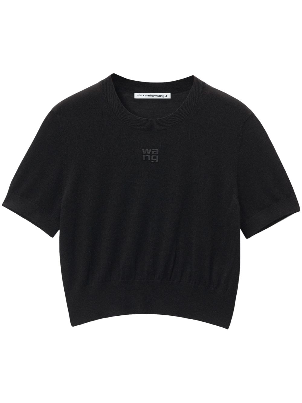 Alexander Wang logo压纹针织T恤 - 黑色