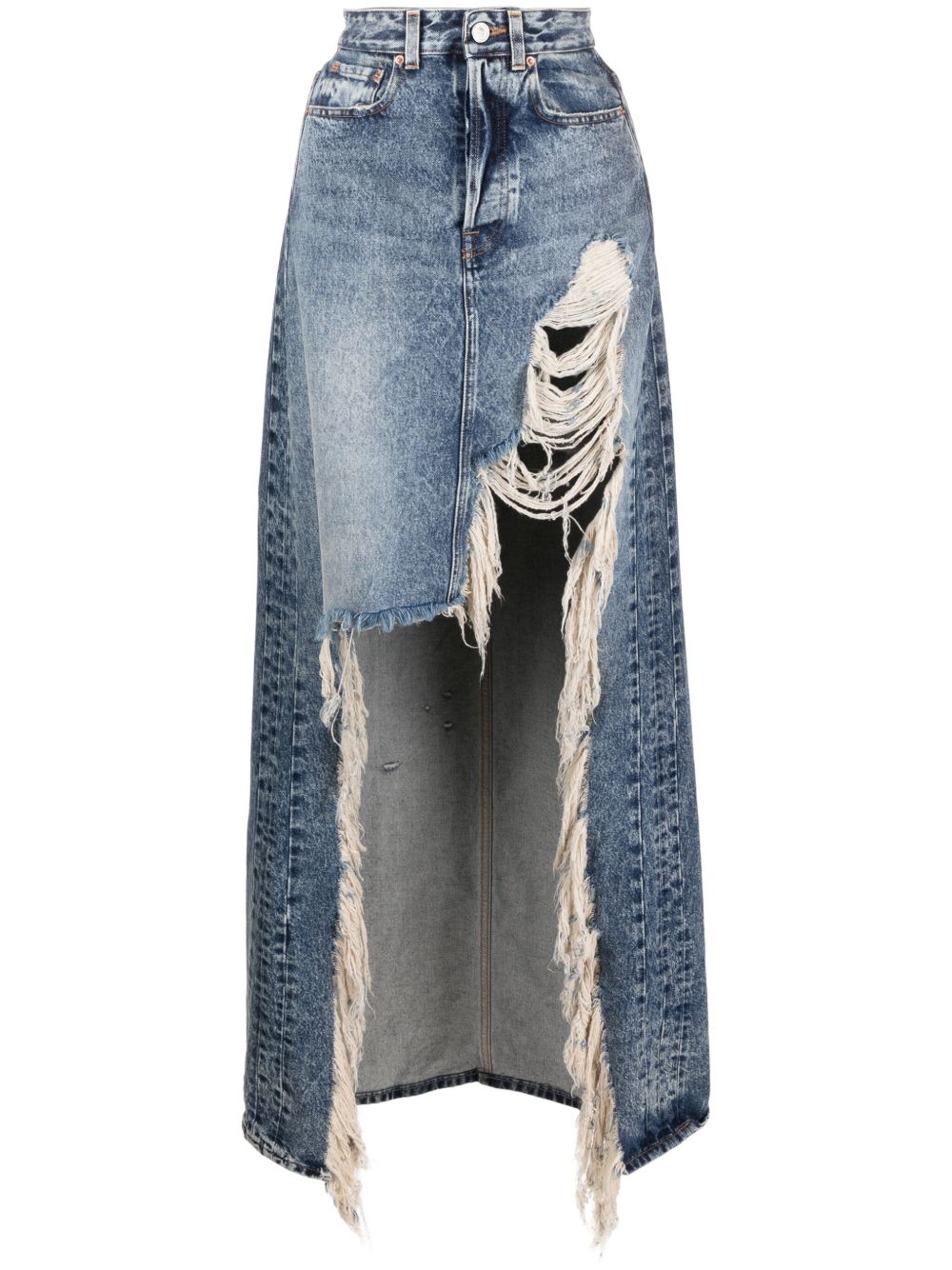 VETEMENTS 撕裂效果牛仔半身裙 - 蓝色