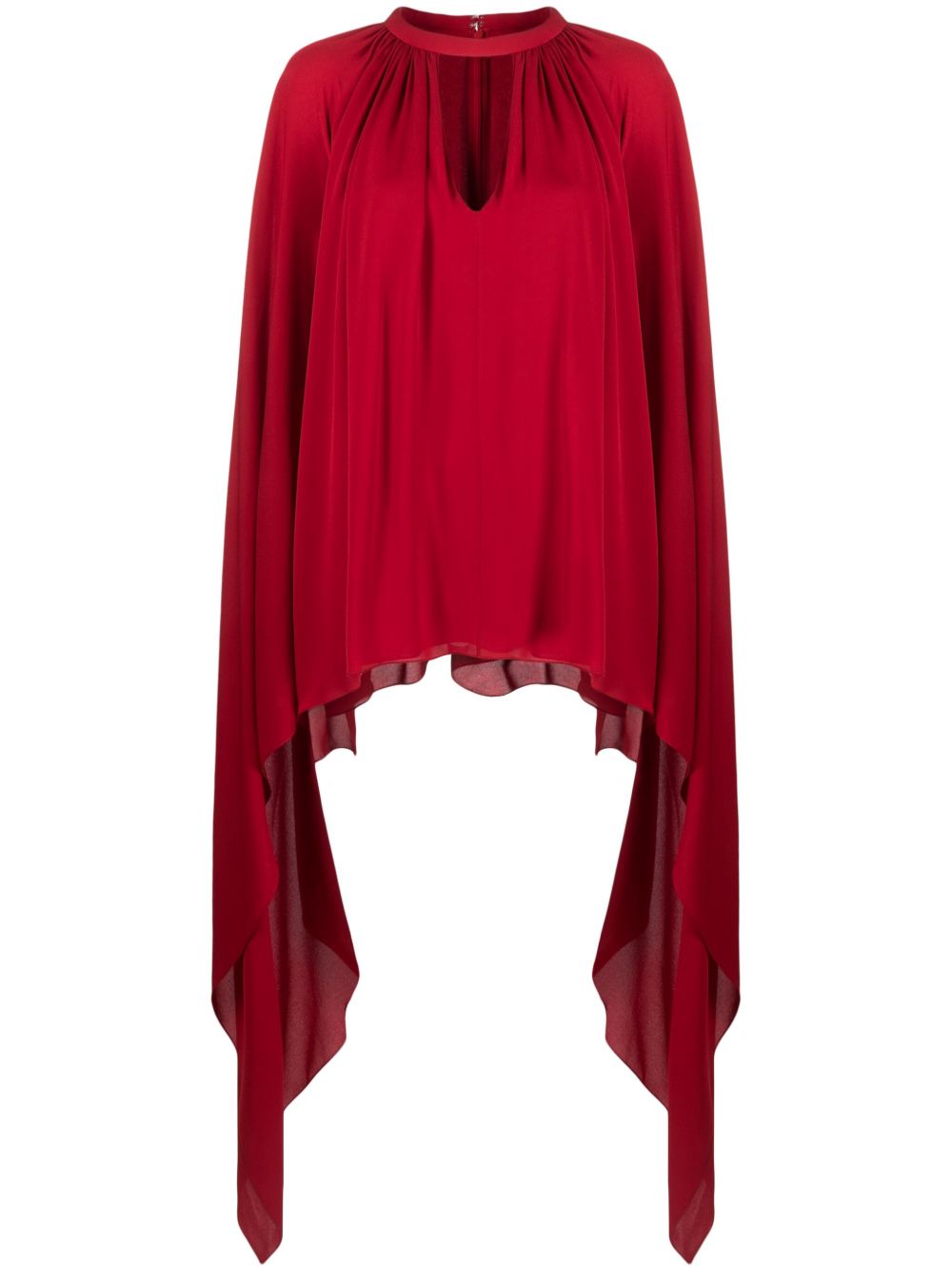 Elie Saab 褶饰真丝罩衫 - 红色