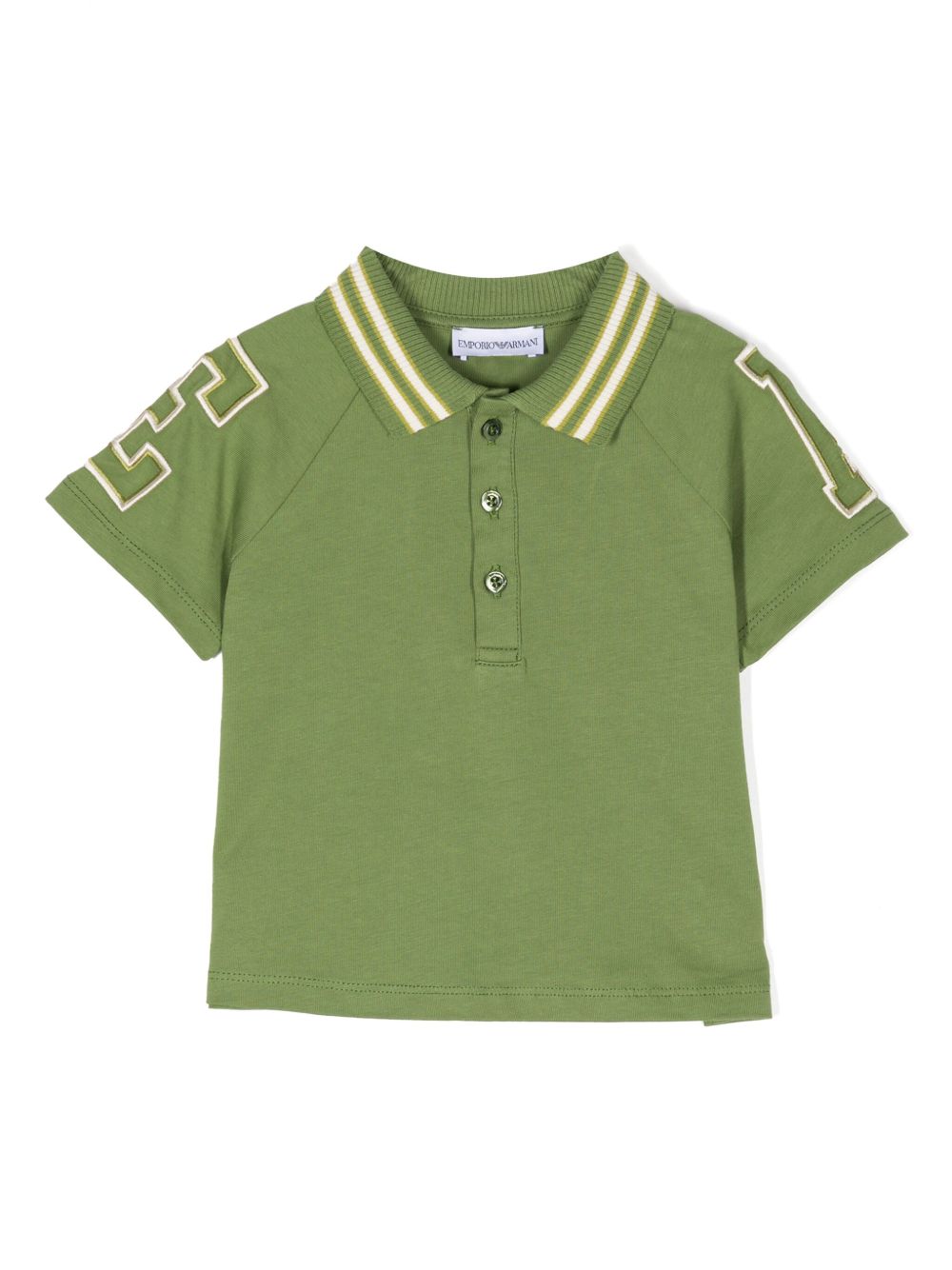 Emporio Armani Kids logo贴花棉polo衫 - 绿色