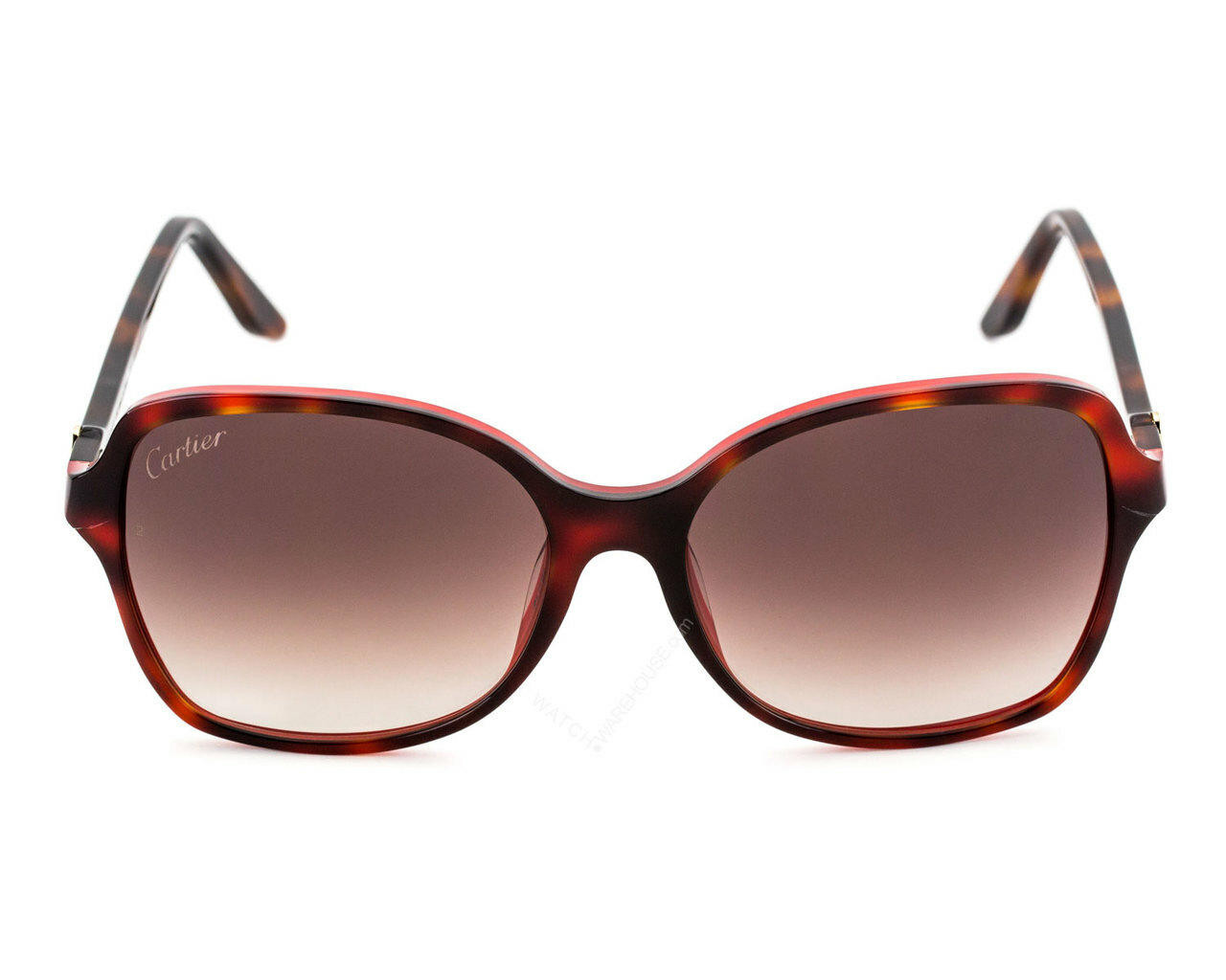 CARTIER Double C-Decor Tortoiseshell 58-16-140 MM Women's Sunglasses ESW00100