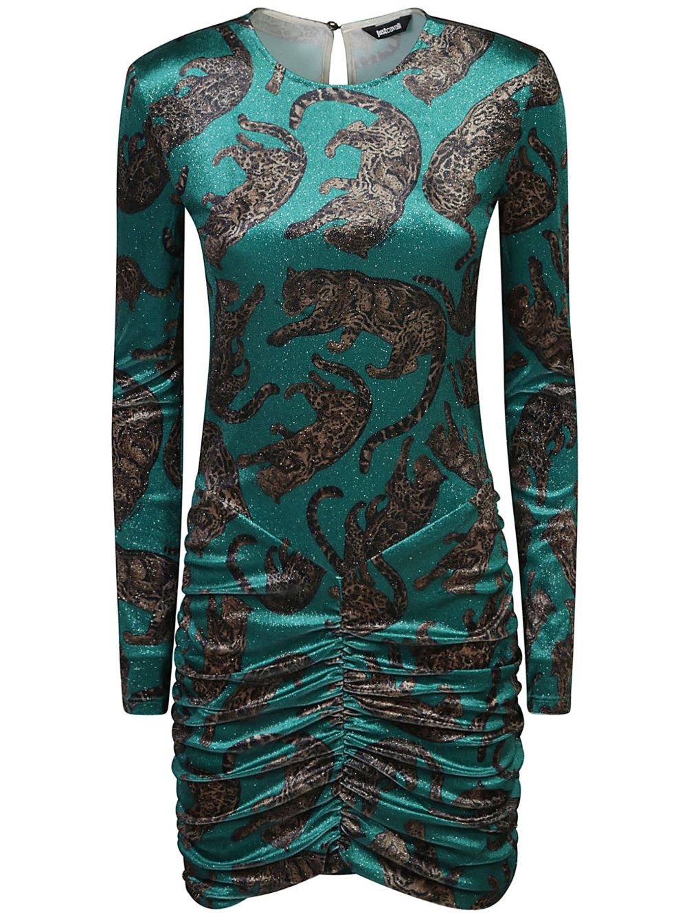 Just Cavalli 老虎印花丝绒连衣裙 - 绿色