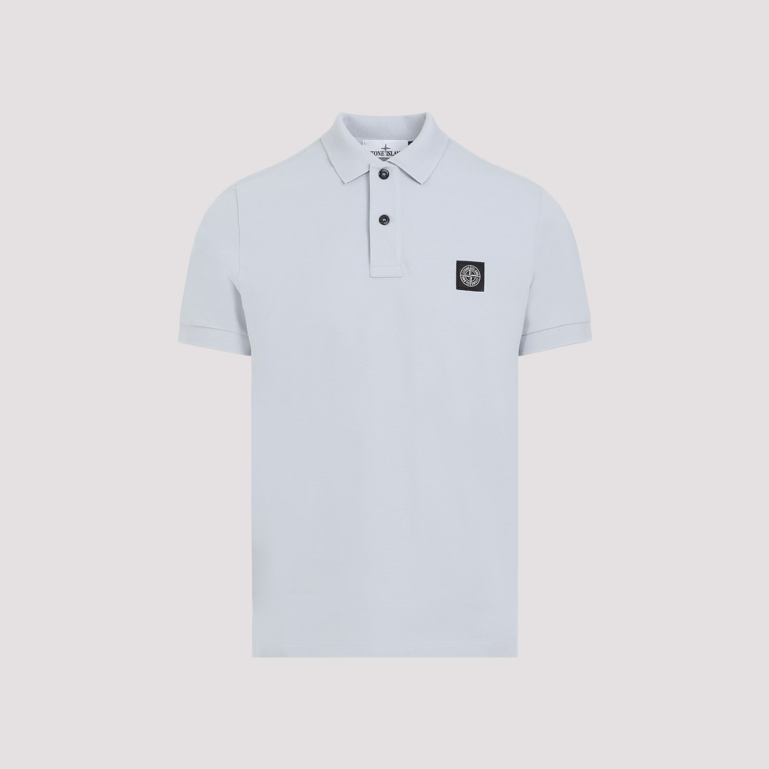 Stone Island Logo Print Cotton Polo Shirt