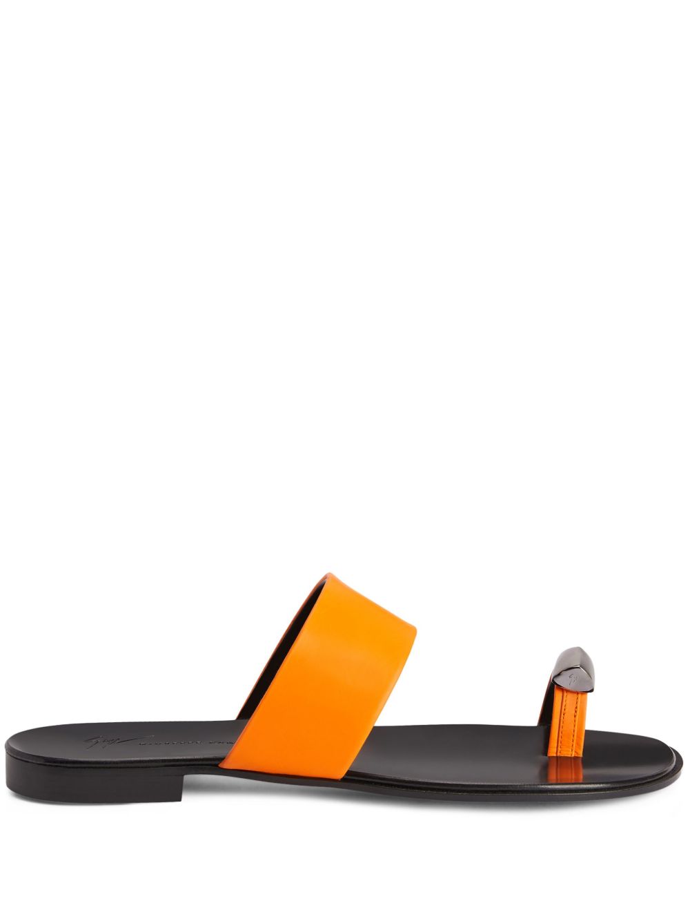 Giuseppe Zanotti Norbert 皮质平底凉鞋 - 橘色
