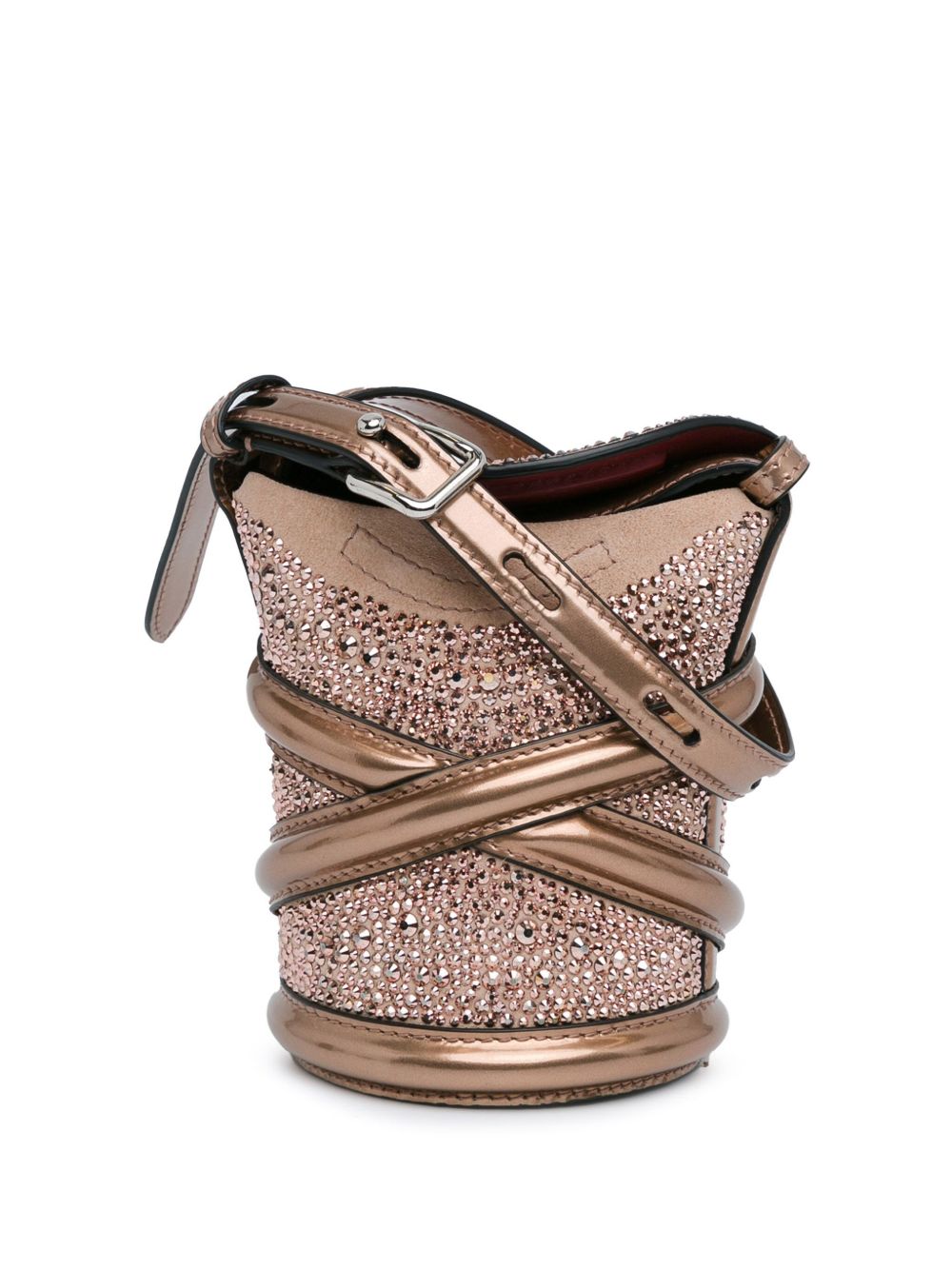 Alexander McQueen Pre-Owned The Curve 小牛皮晶饰水桶包（2021-2024年典藏款） - 褐色