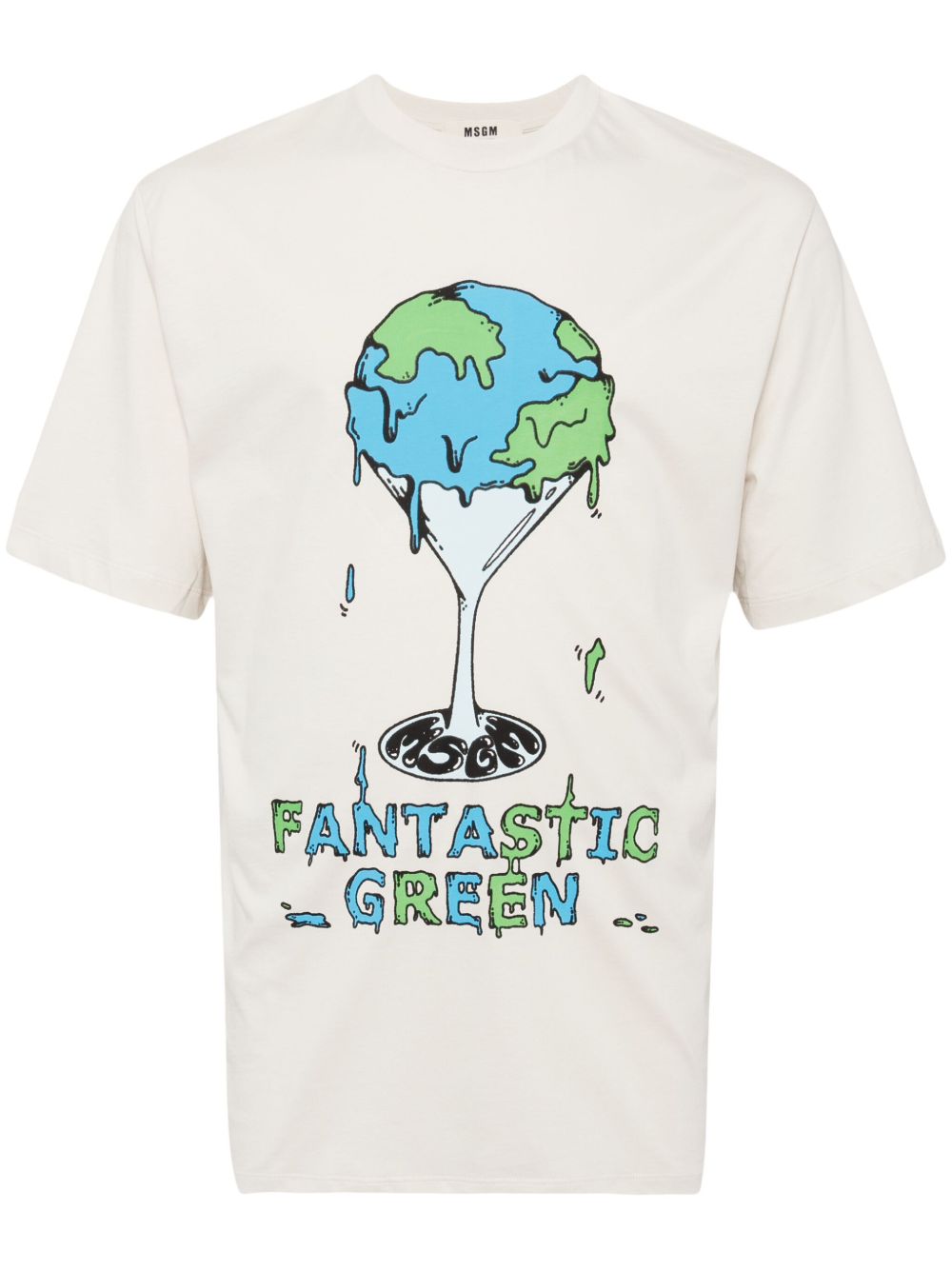 MSGM Fantastic Green Inverse Series 棉T恤 - 中性色