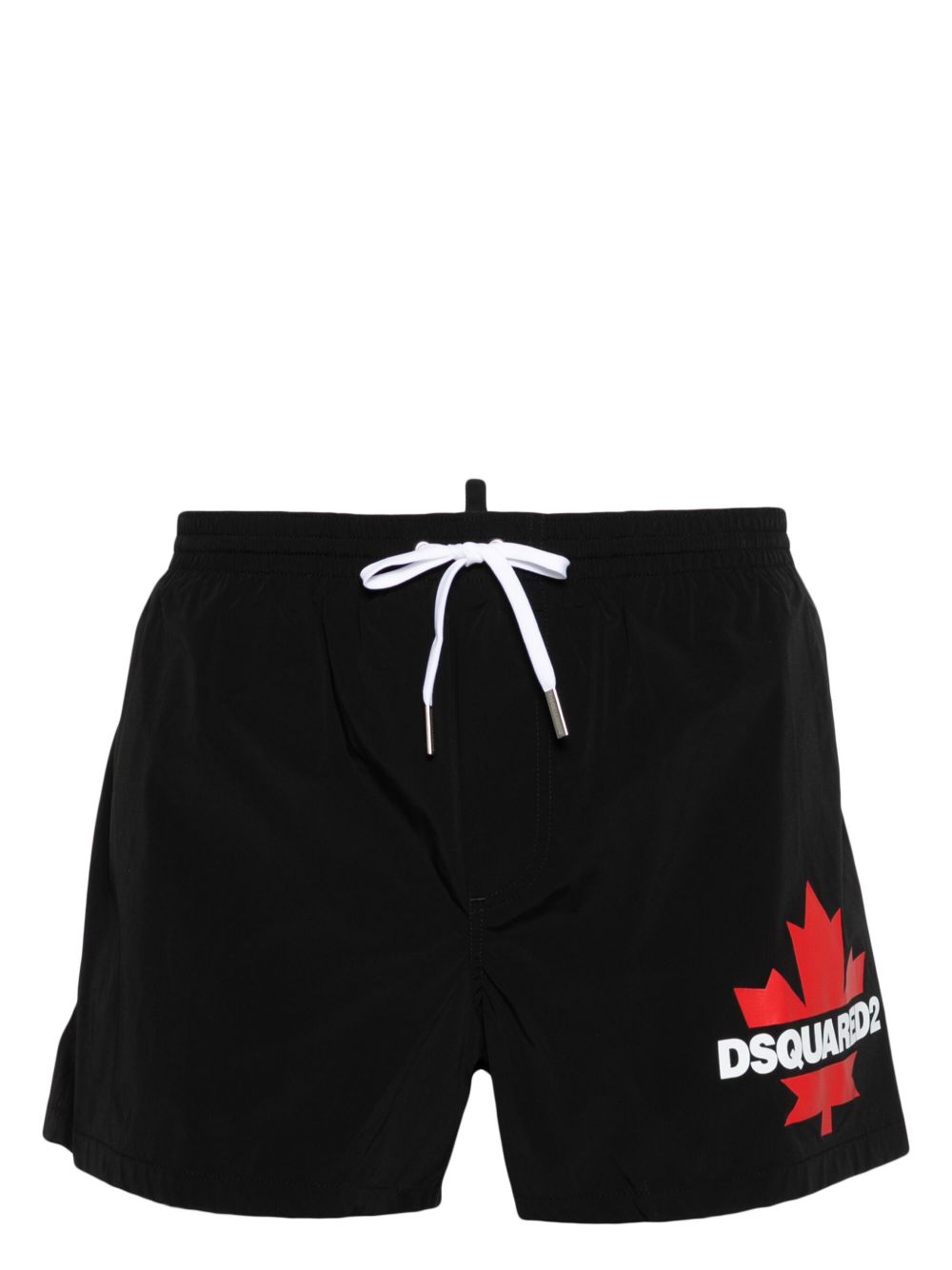 DSQUARED2 logo印花抽绳裤腰泳裤 - 黑色