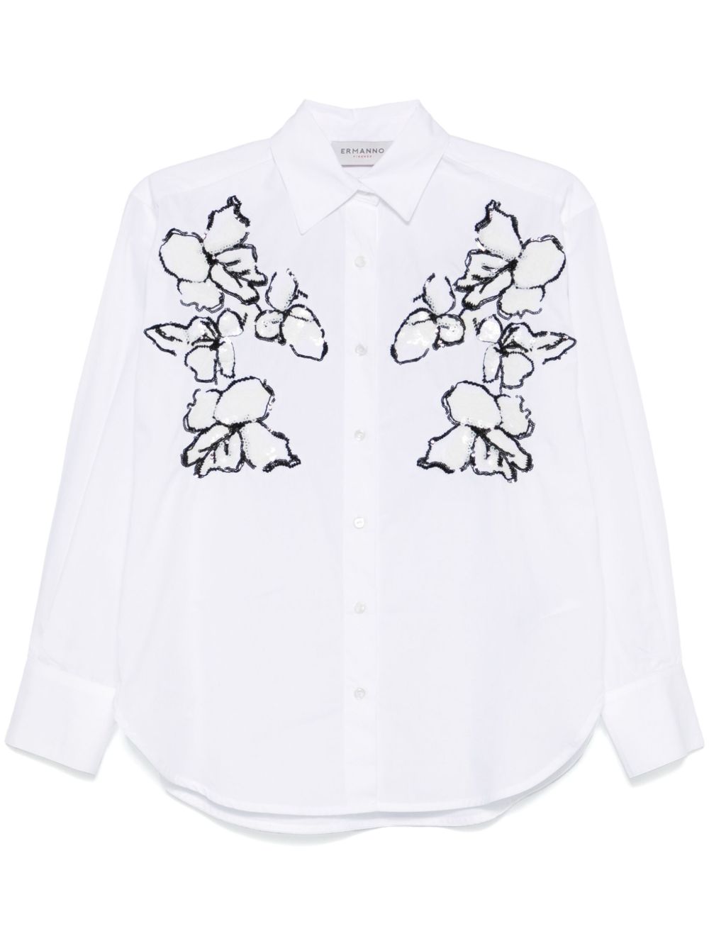 ERMANNO FIRENZE 花卉刺绣衬衫 - 白色