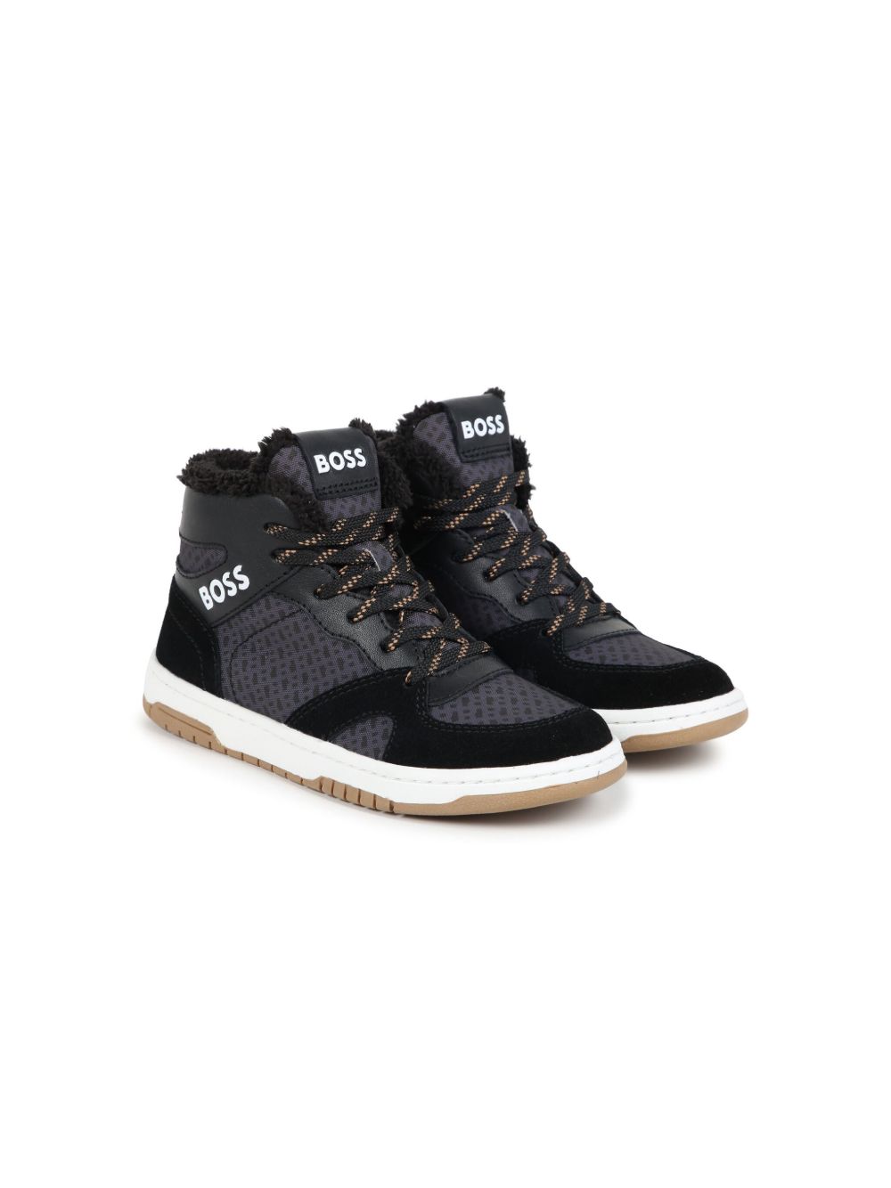 BOSS Kidswear logo印花高帮运动鞋 - 灰色