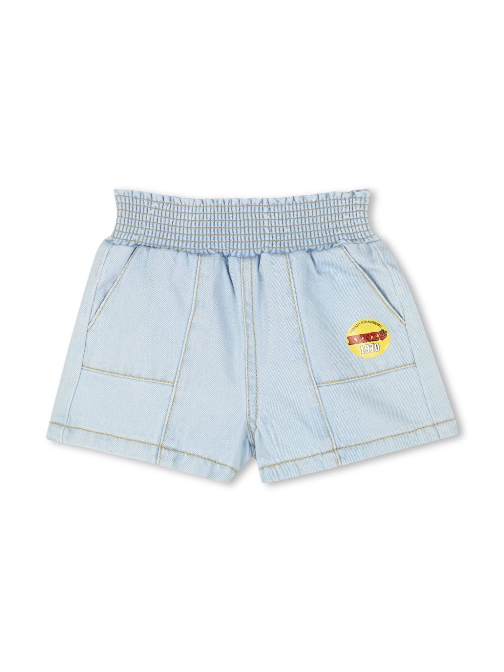 Kenzo Kids 标贴牛仔短裤 - 蓝色