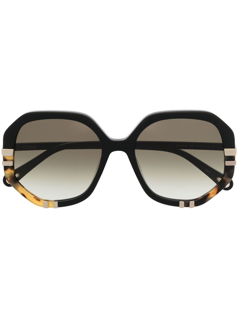 Chloé Eyewear 方框太阳眼镜 - 黑色