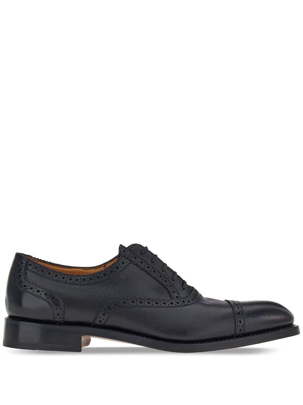 Ferragamo 皮质系带布洛克鞋 - 黑色