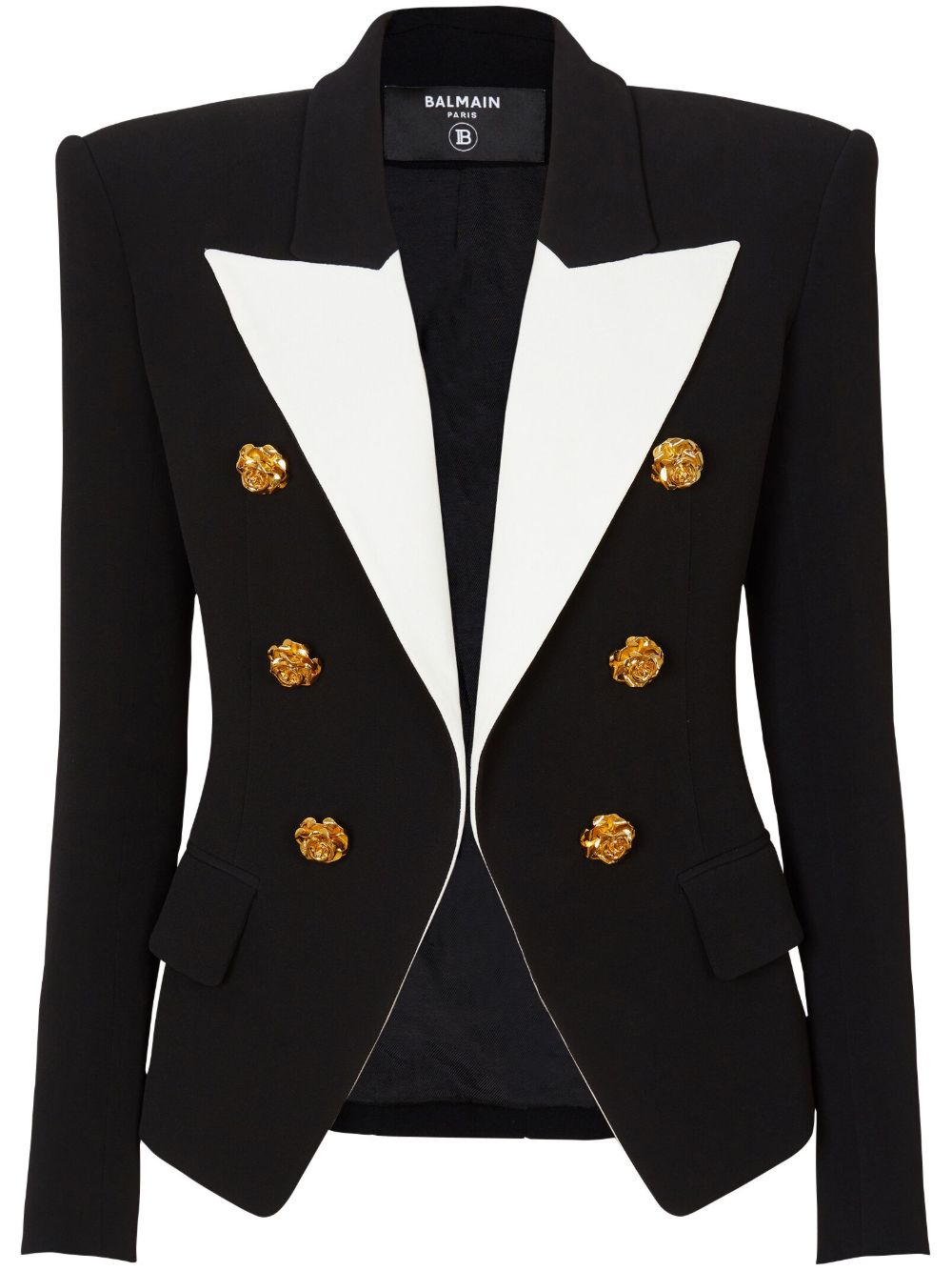 Balmain 六纽扣双色西装夹克 - 黑色