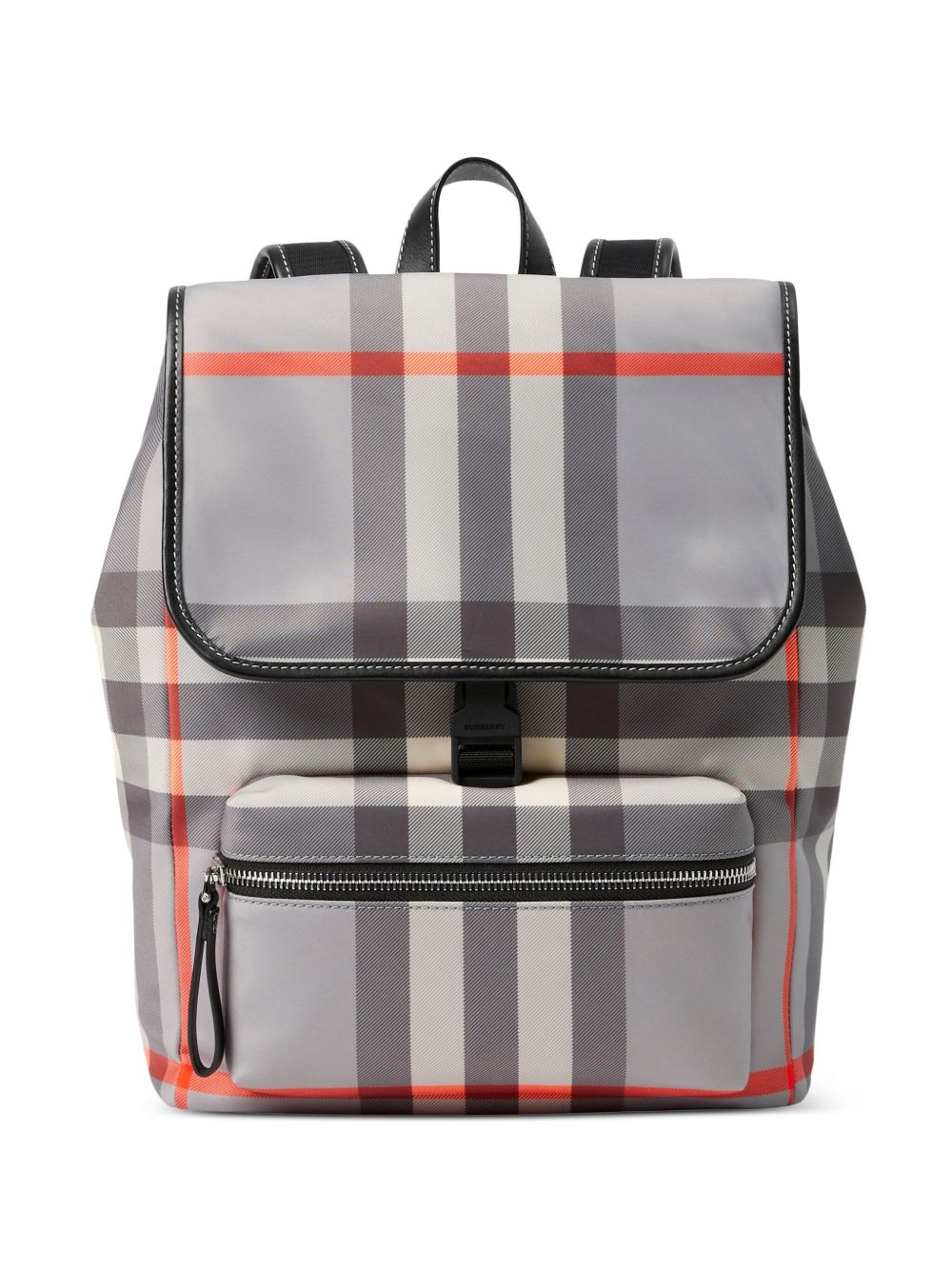 Burberry Kids 双色格纹logo带双肩包 - 灰色