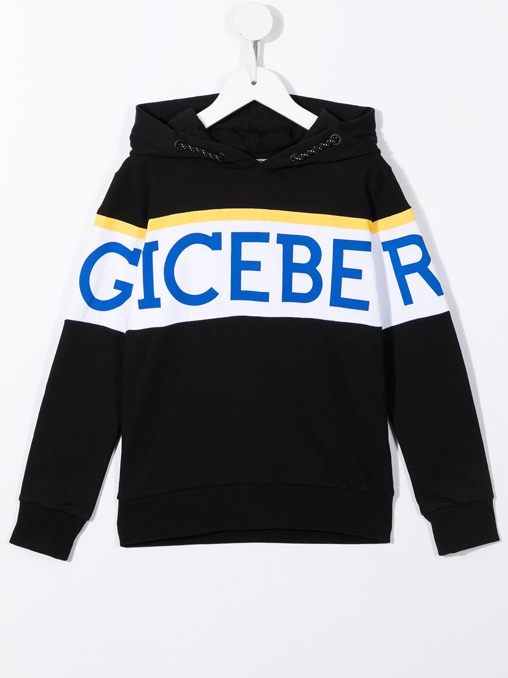 Iceberg Kids logo印花连帽衫 - 黑色