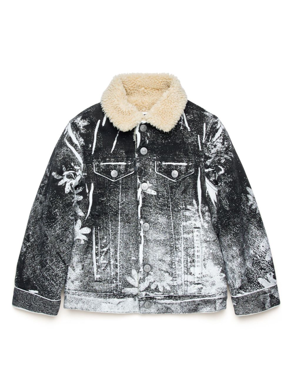 MM6 Maison Margiela Kids 衬里棉质牛仔夹克 - 黑色