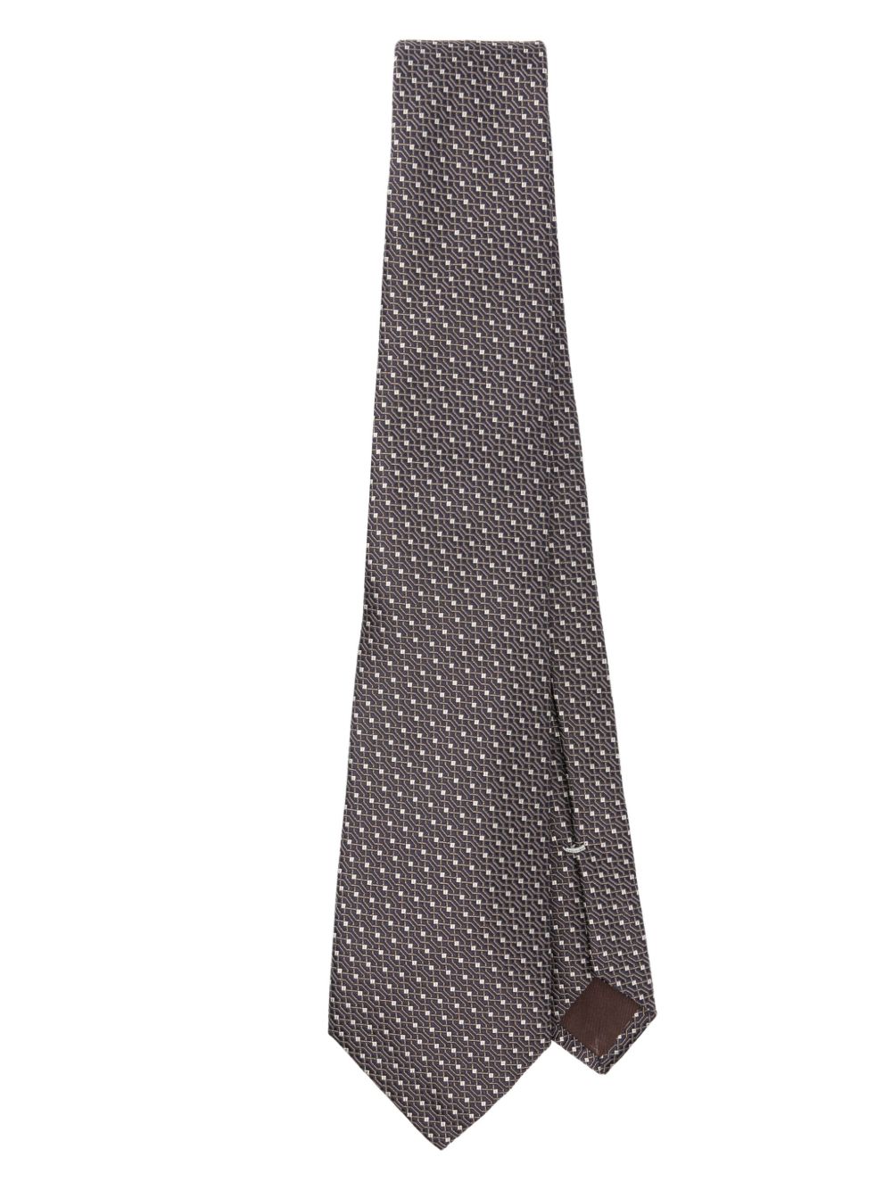 Canali 图案提花真丝领带 - 黑色