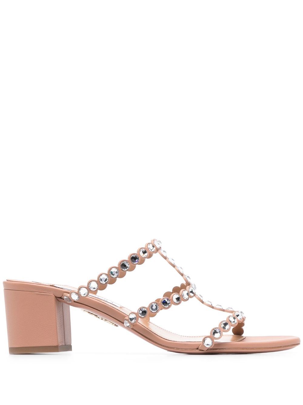 Aquazzura 晶饰露趾中跟凉鞋 - 中性色