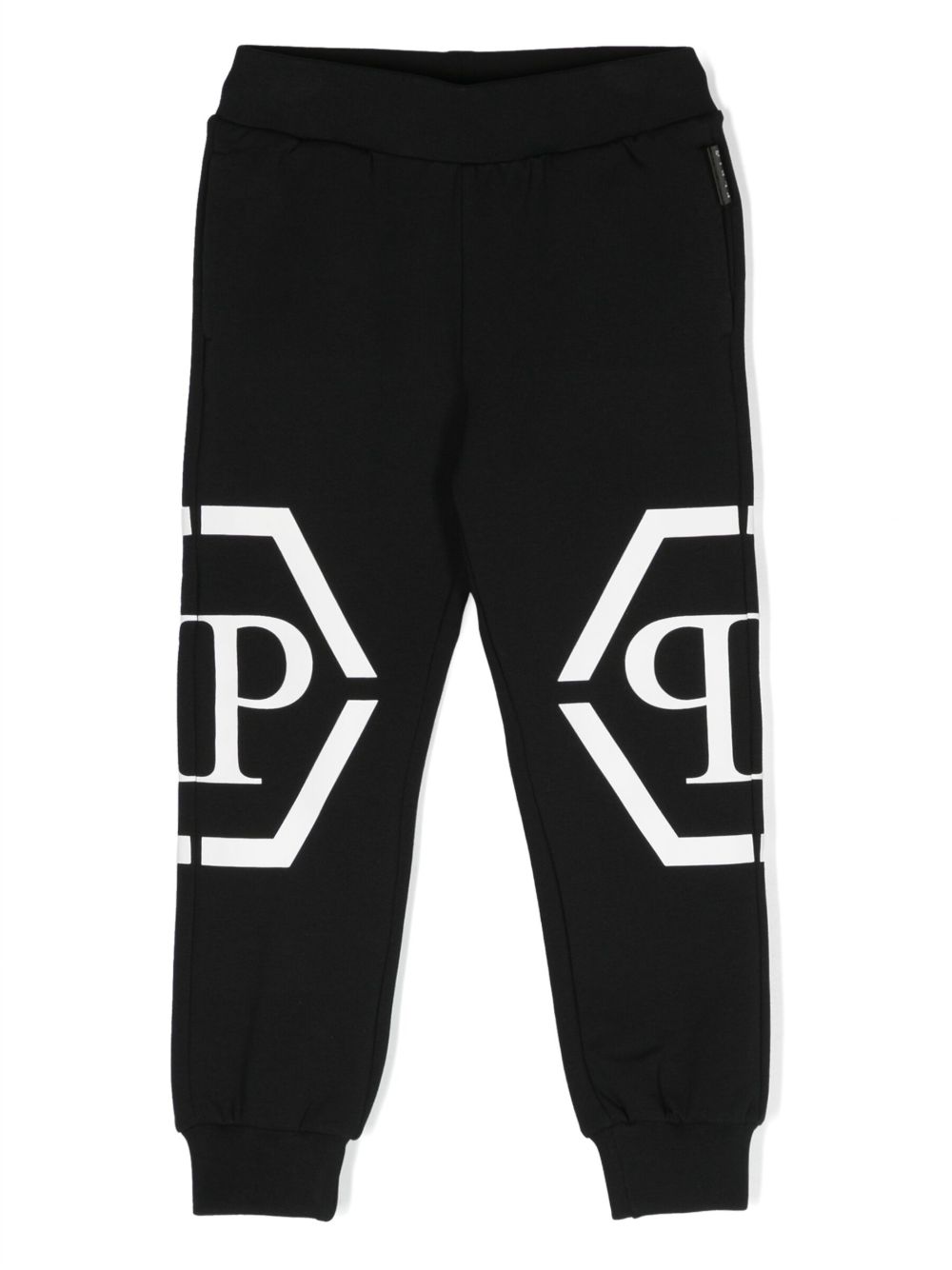 Philipp Plein Junior logo印花运动裤 - 黑色