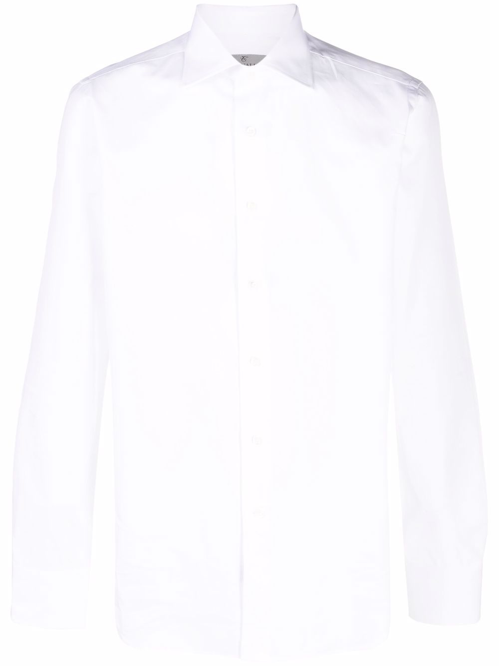 Canali 纯色排扣衬衫 - 白色