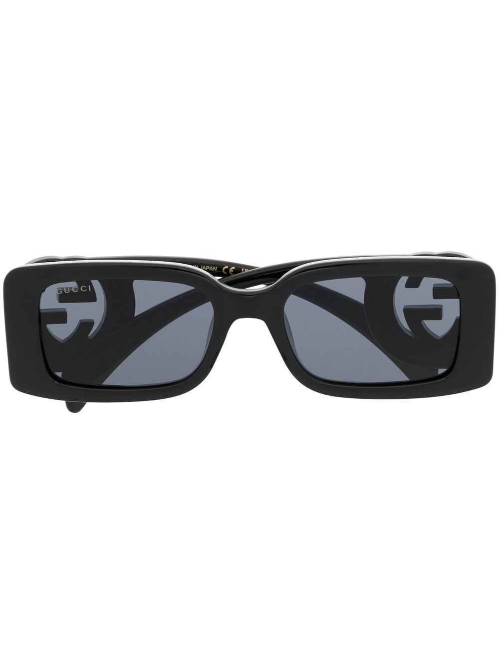 Gucci Eyewear Interlocking G 长方形镜框太阳眼镜 - 黑色