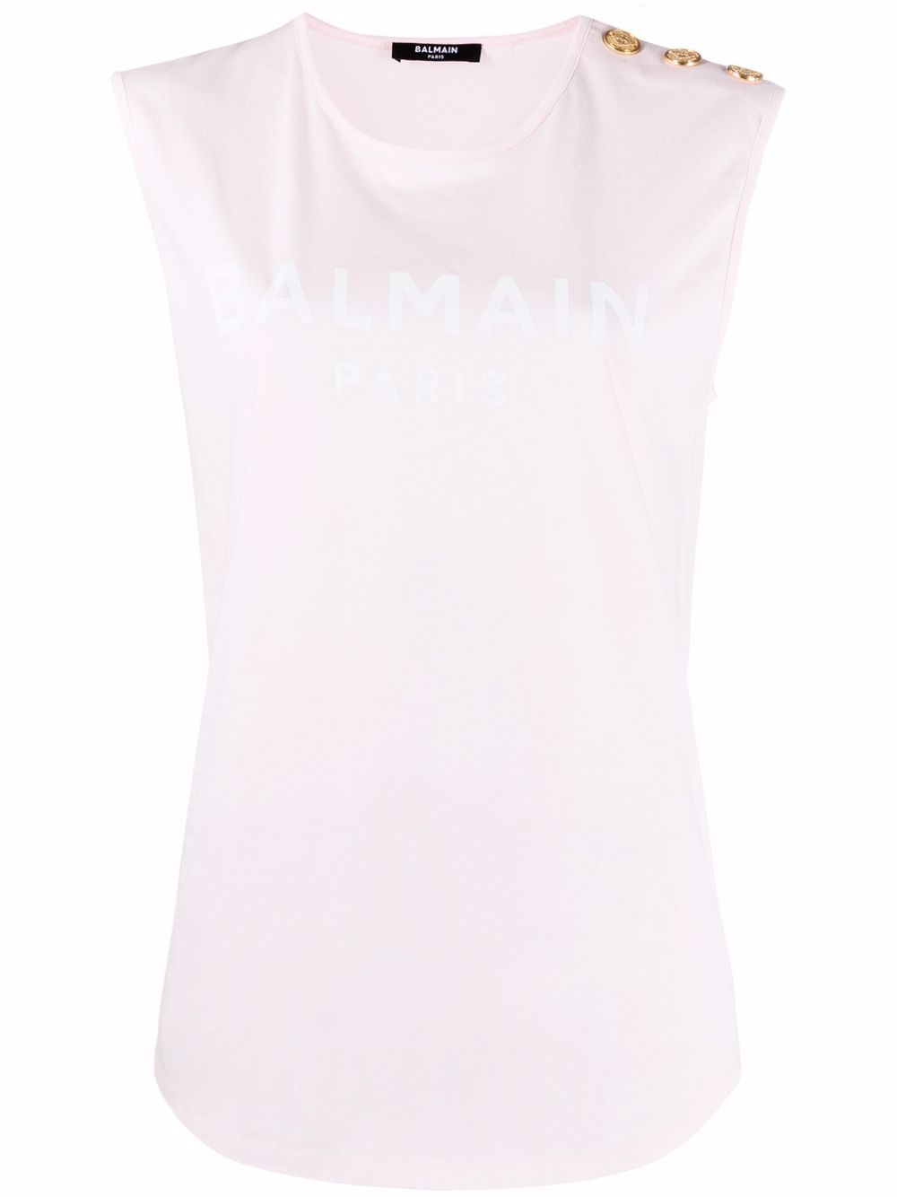 Balmain logo印花无袖T恤 - 粉色