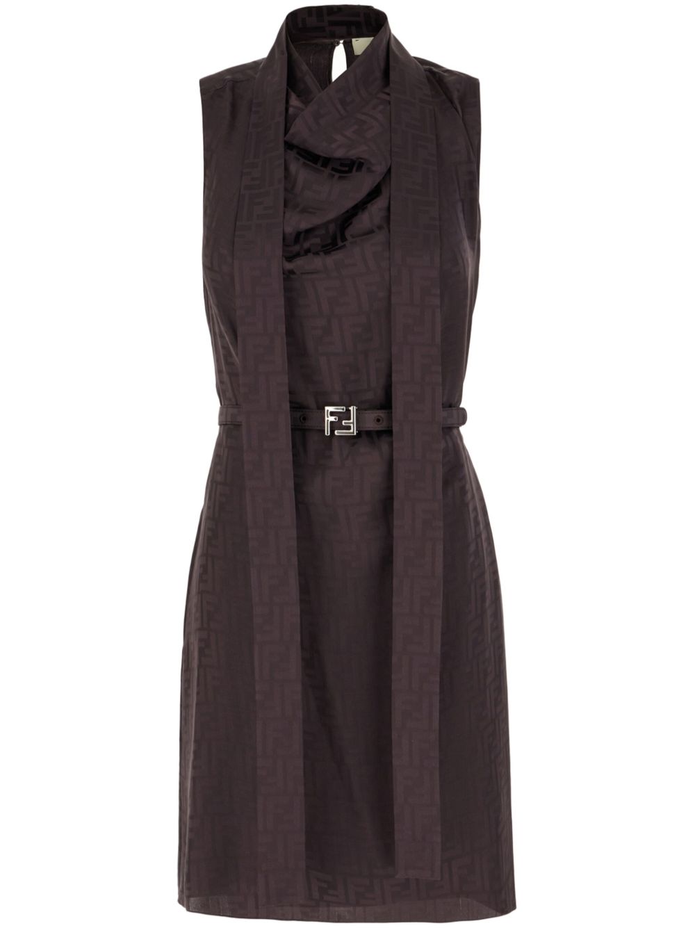 FENDI FF 图案迷你连衣裙 - 褐色