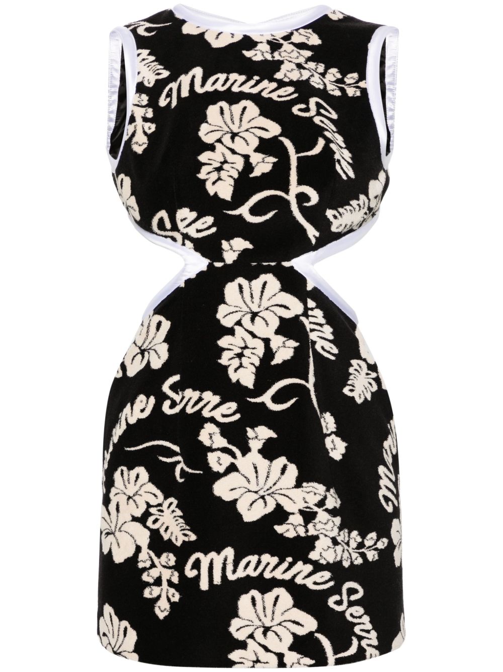 Marine Serre Jacquard Towels 迷你连衣裙 - 黑色