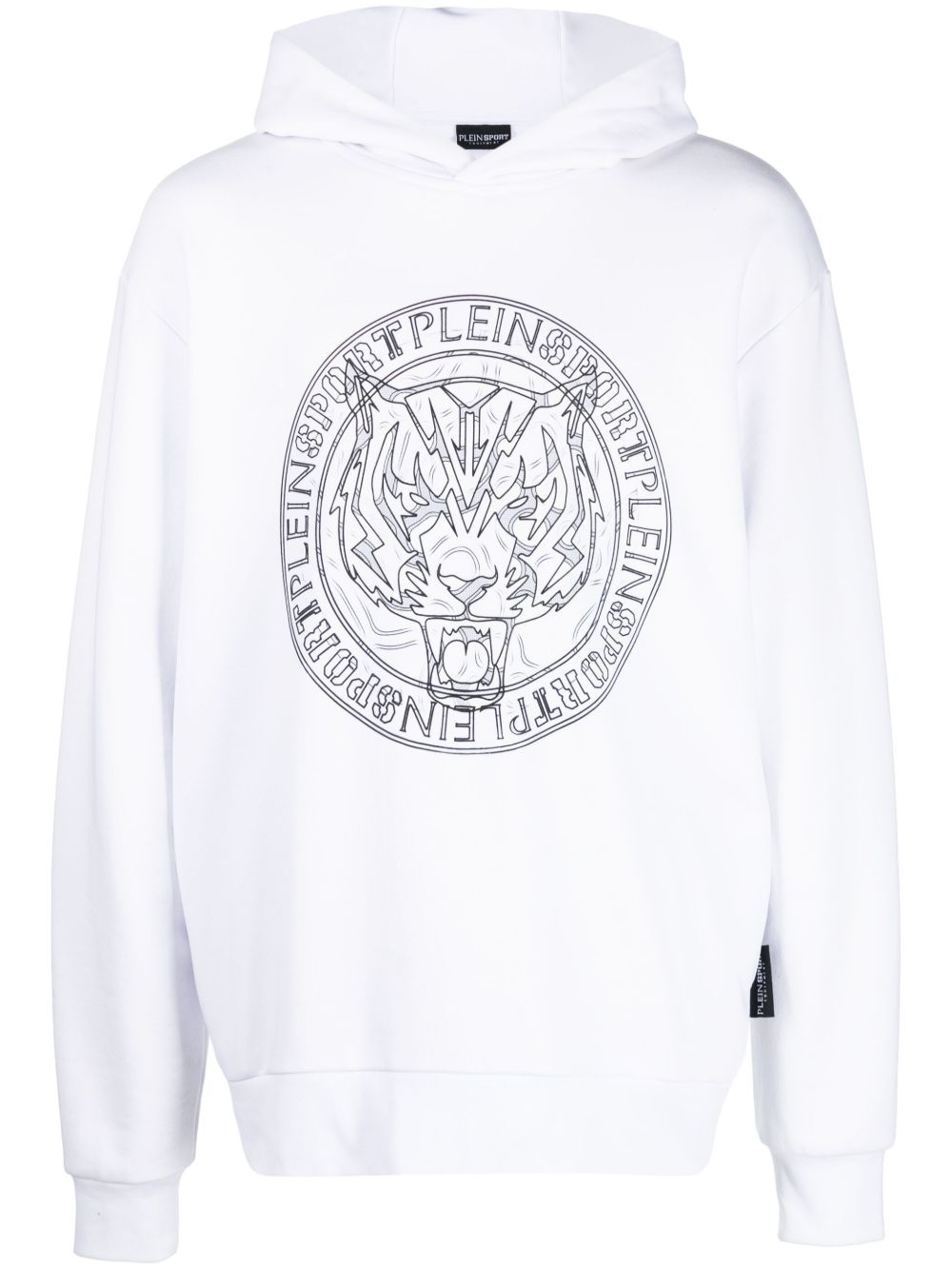 Plein Sport logo虎纹连帽衫 - 白色