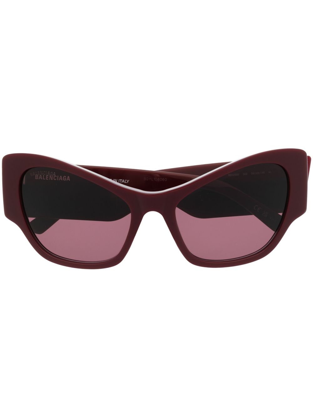 Balenciaga Eyewear 珐琅logo猫眼框太阳眼镜 - 红色