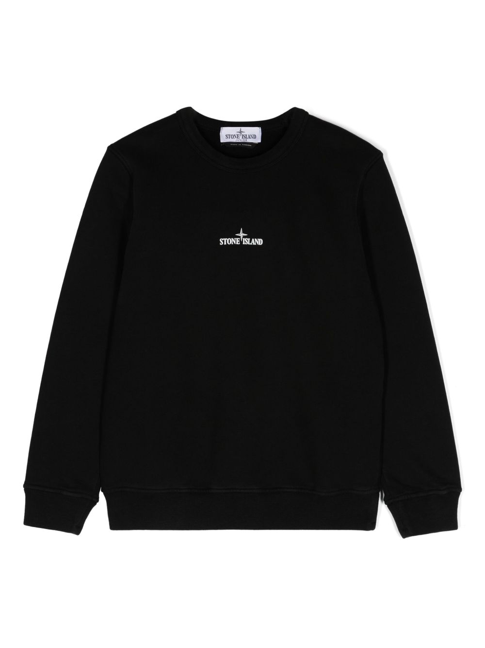 Stone Island Junior logo印花棉卫衣 - 黑色