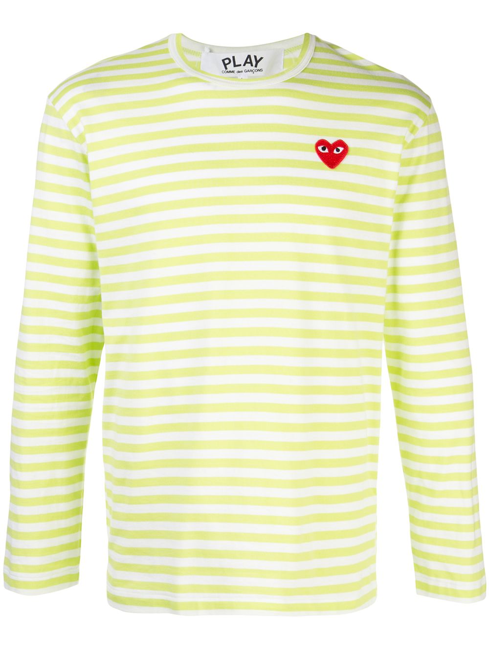 Comme Des Garçons Play logo条纹T恤 - 绿色
