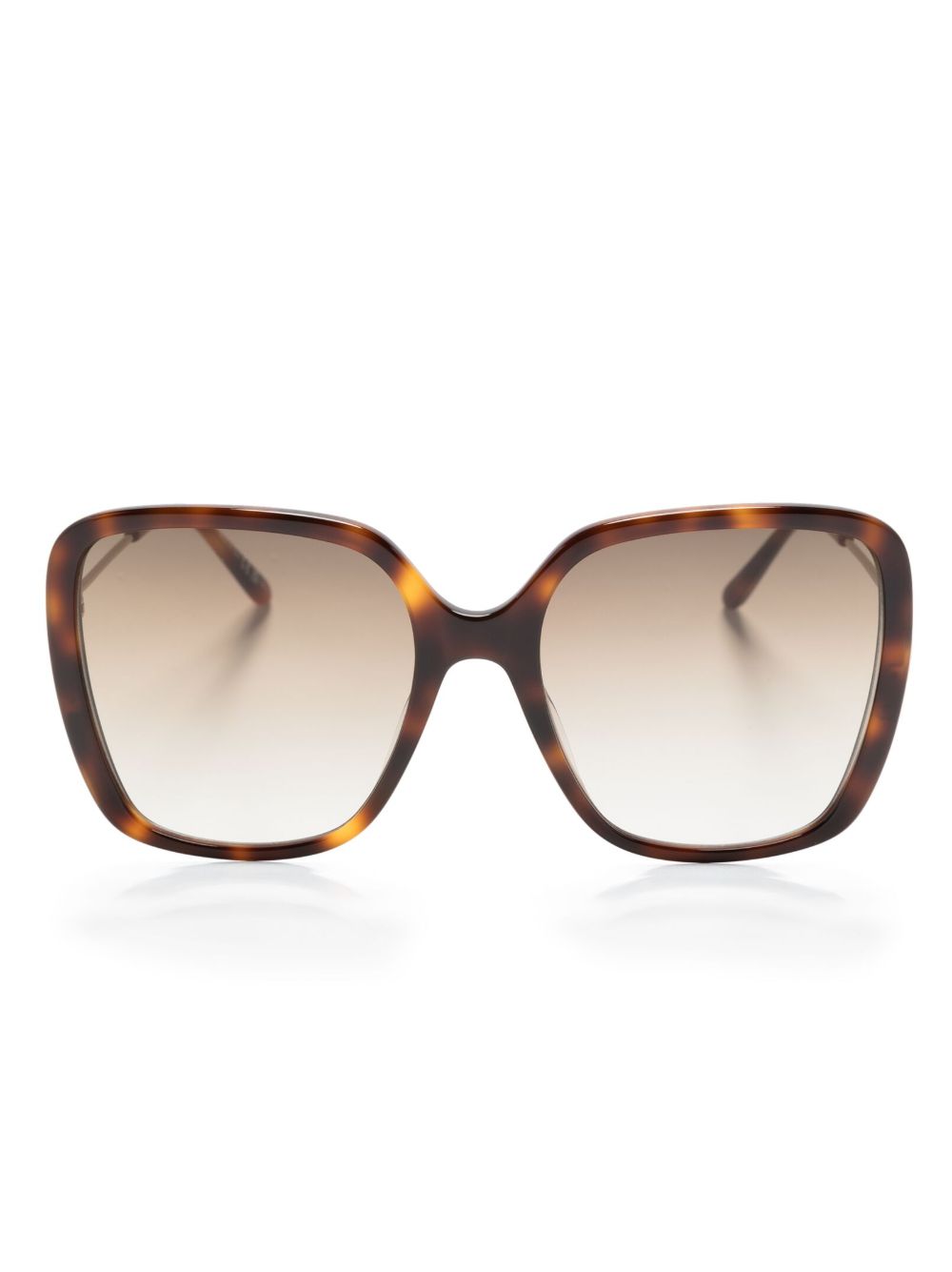 Chloé Eyewear 玳瑁纹效果方框太阳眼镜 - 褐色