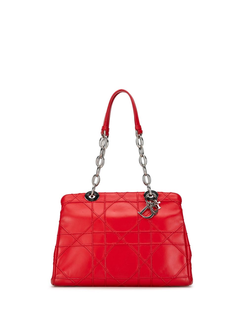 Christian Dior Pre-Owned Cannage Soft Zip Shopping 小号小羊皮手提包（2014年典藏款） - 红色