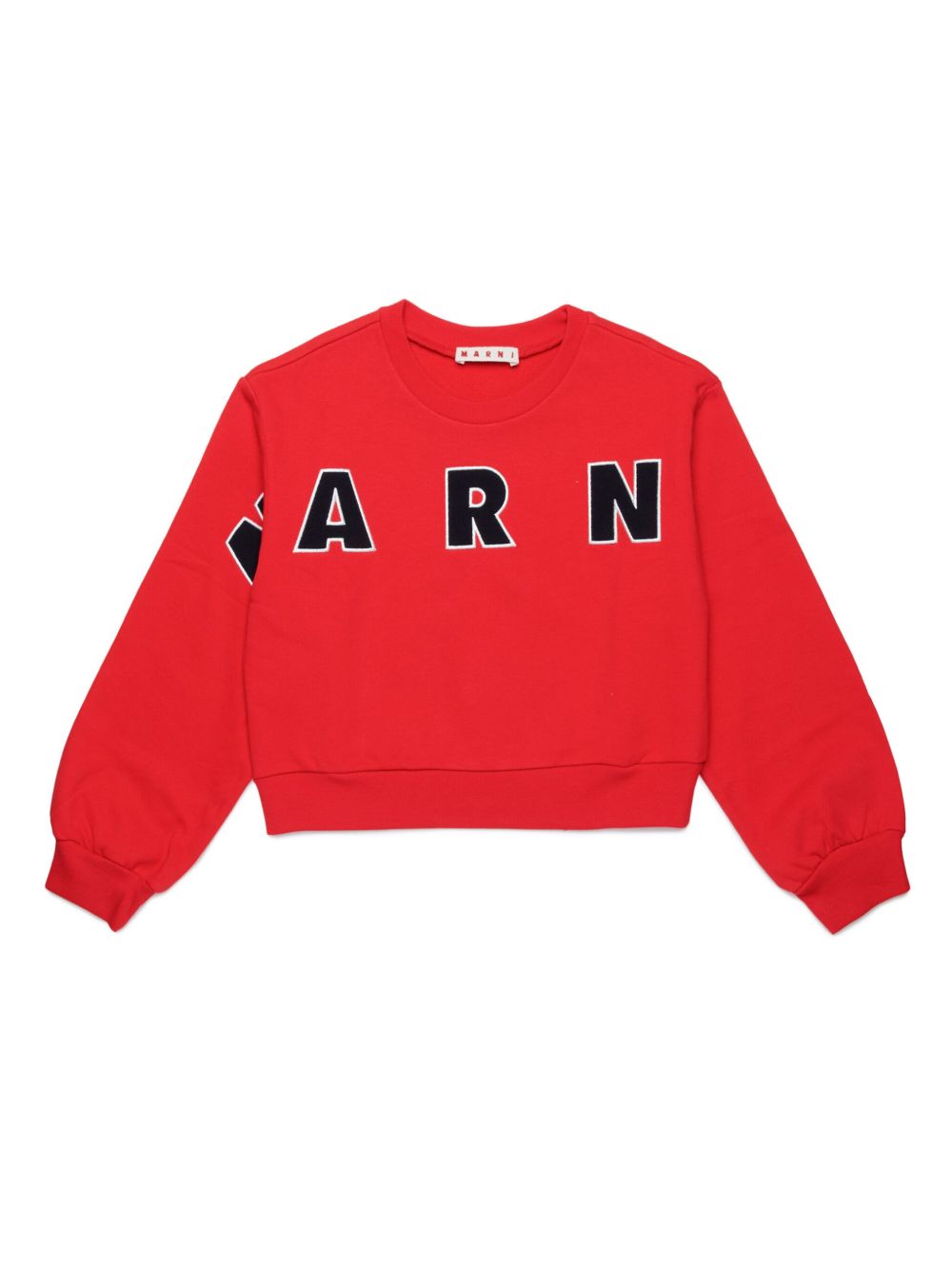 Marni Kids logo贴花棉卫衣 - 红色