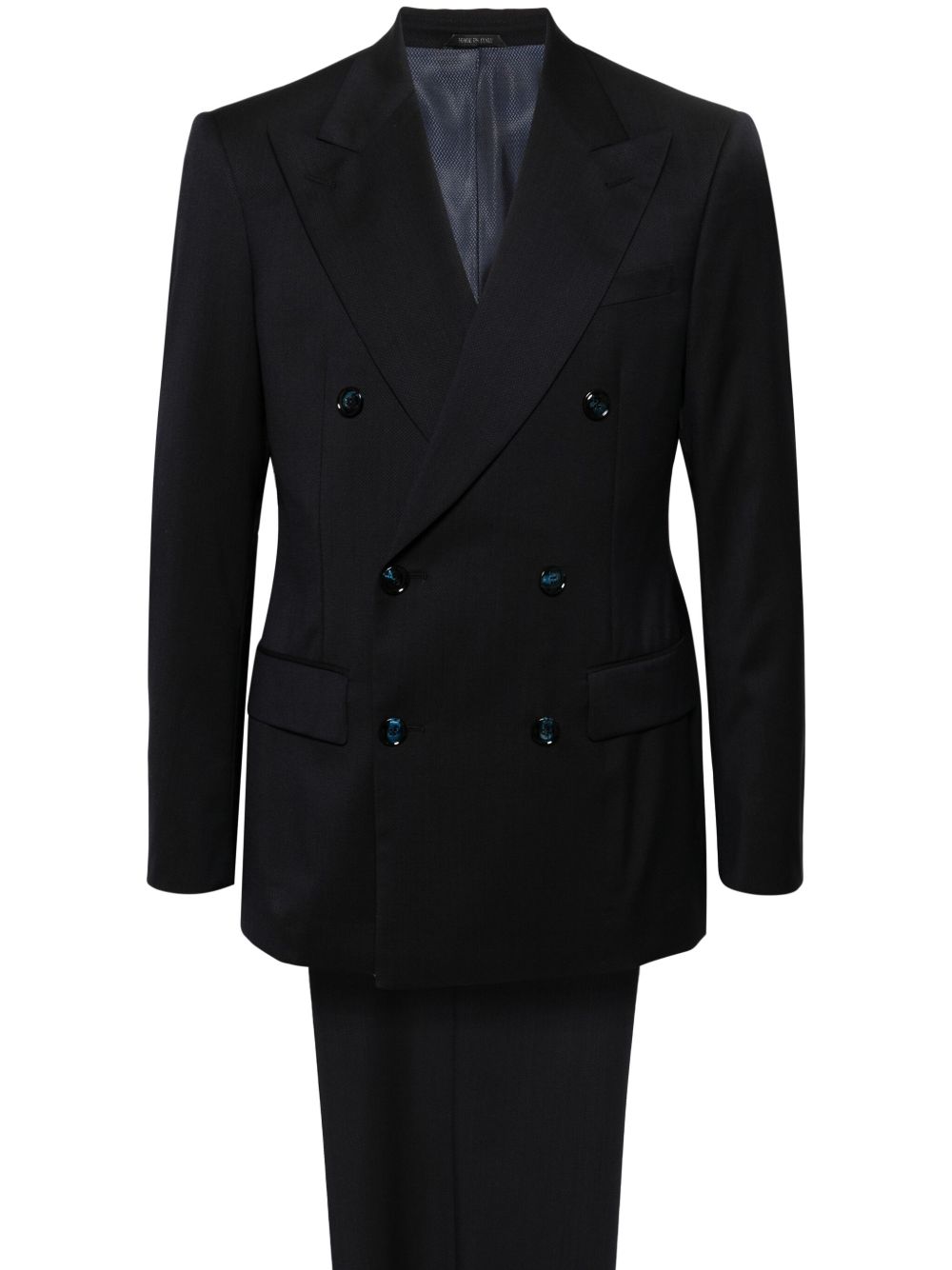 Giorgio Armani 尖翻领双排扣西装套装 - 蓝色
