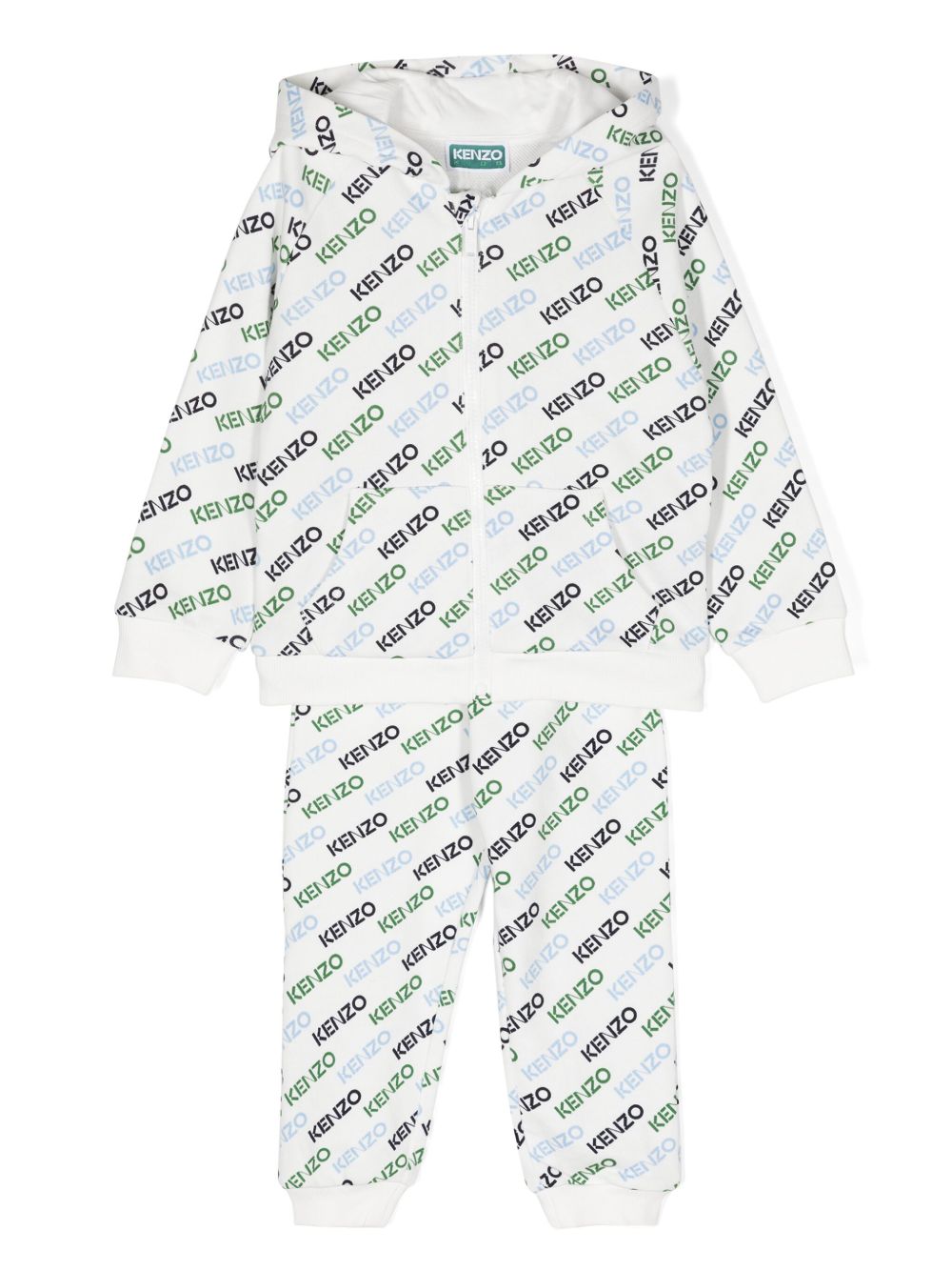 Kenzo Kids logo印花棉运动套装 - 白色