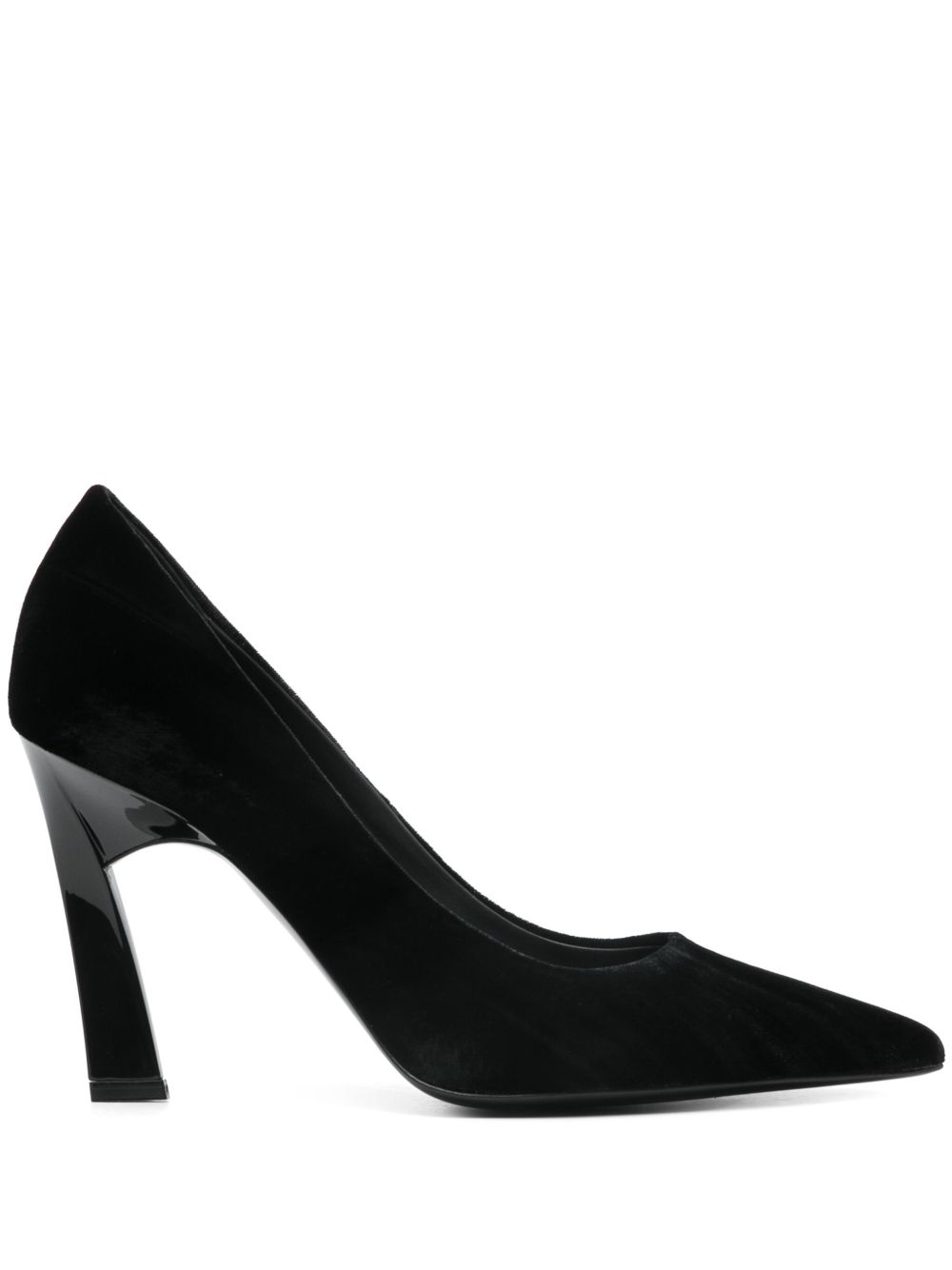 Emporio Armani 丝绒高跟鞋（9.5厘米） - 黑色