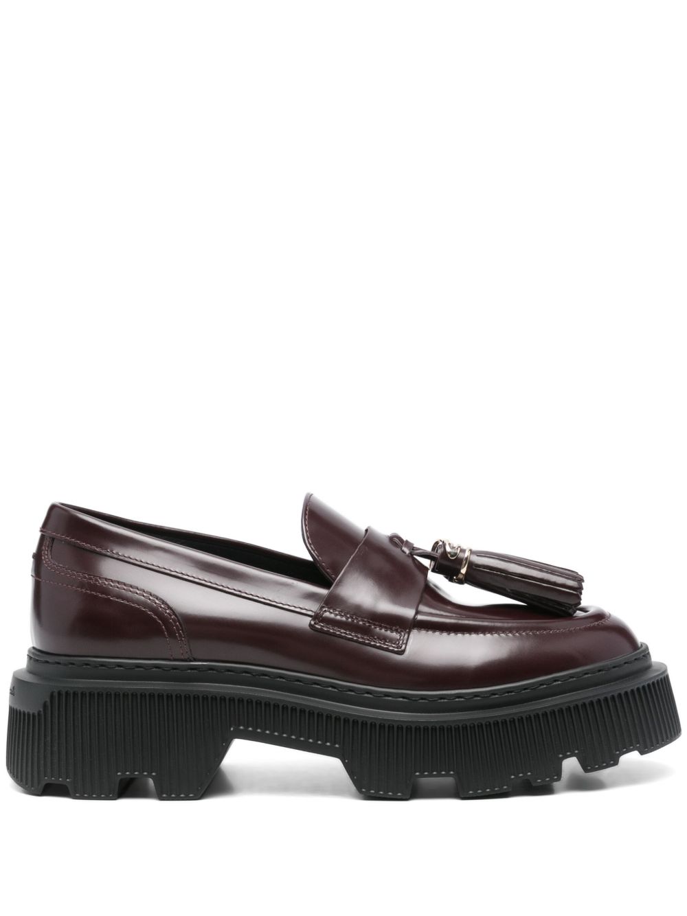Santoni 流苏细节皮质乐福鞋 - 紫色