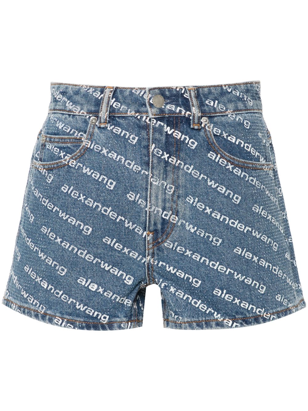 Alexander Wang 水钻牛仔短裤 - 蓝色