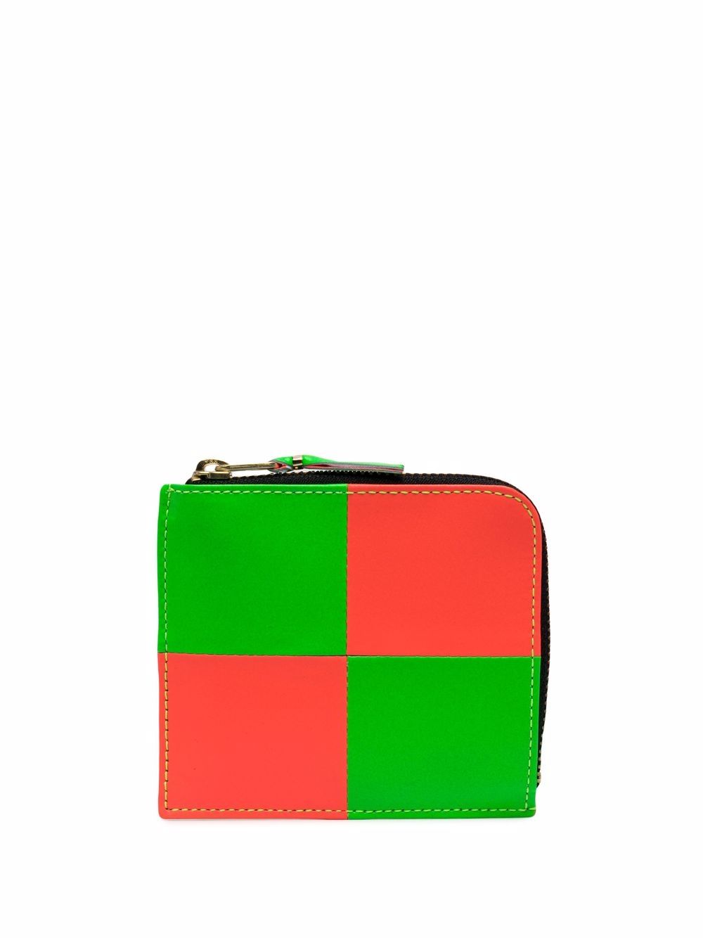Comme Des Garçons Wallet 双色格纹拉链钱包 - 橘色