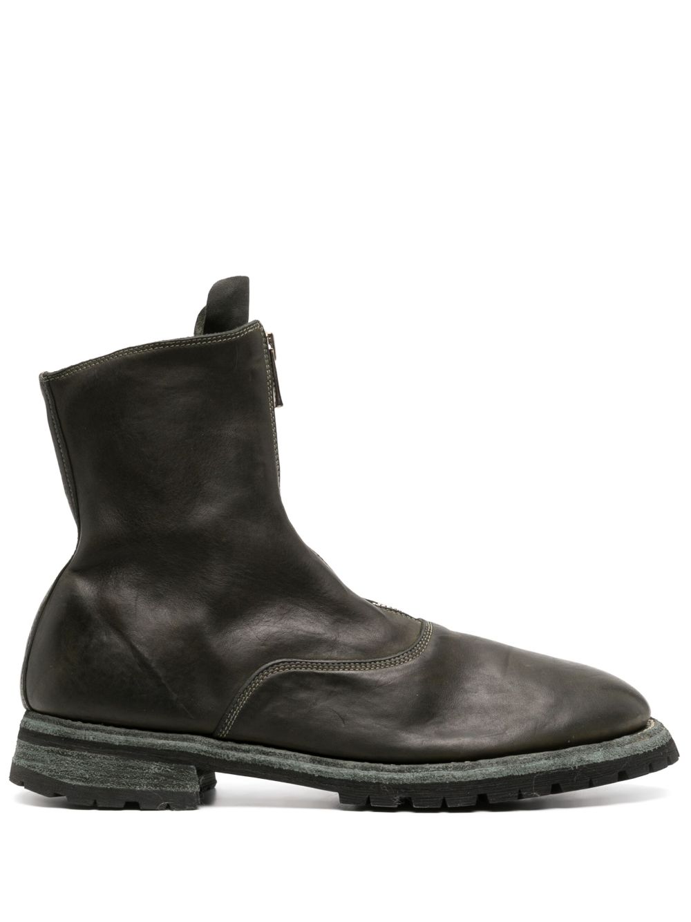 Guidi 拉链皮质及踝靴 - 绿色