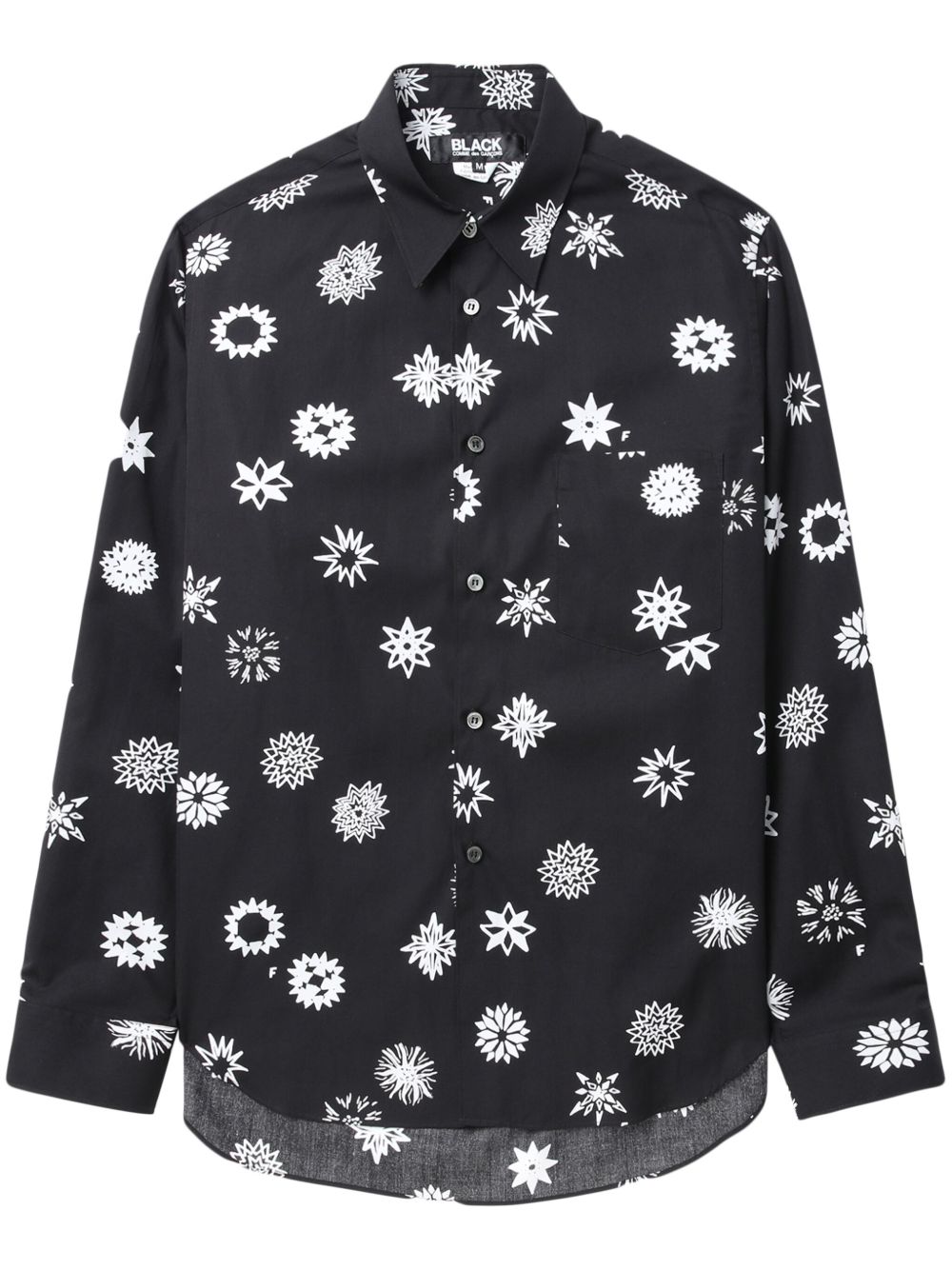 Black Comme Des Garçons 图案印花棉衬衫 - 黑色
