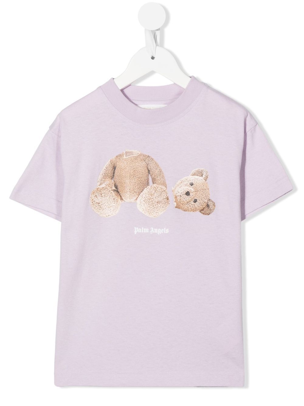 Palm Angels Kids Teddy Bear 印花棉T恤 - 紫色