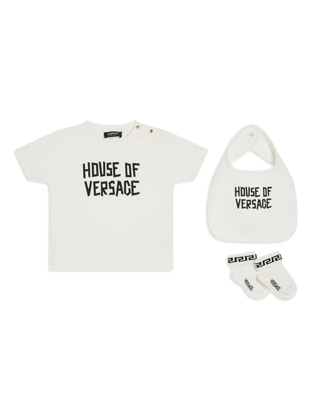Versace Kids logo印花T恤套装 - 白色