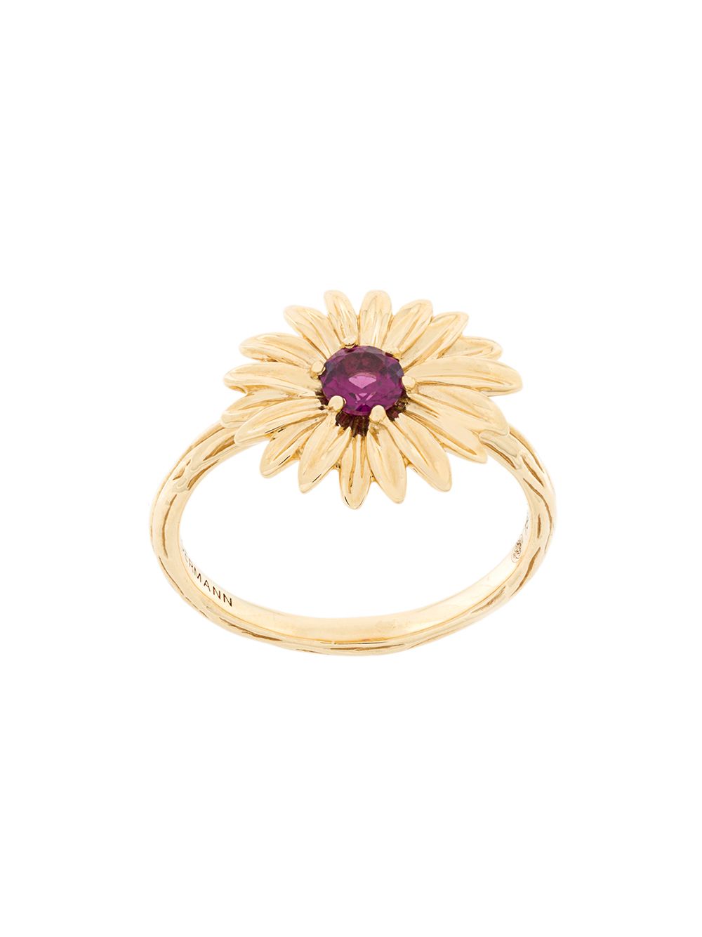Aurelie Bidermann 18k黄金石榴花戒指 - 金属色